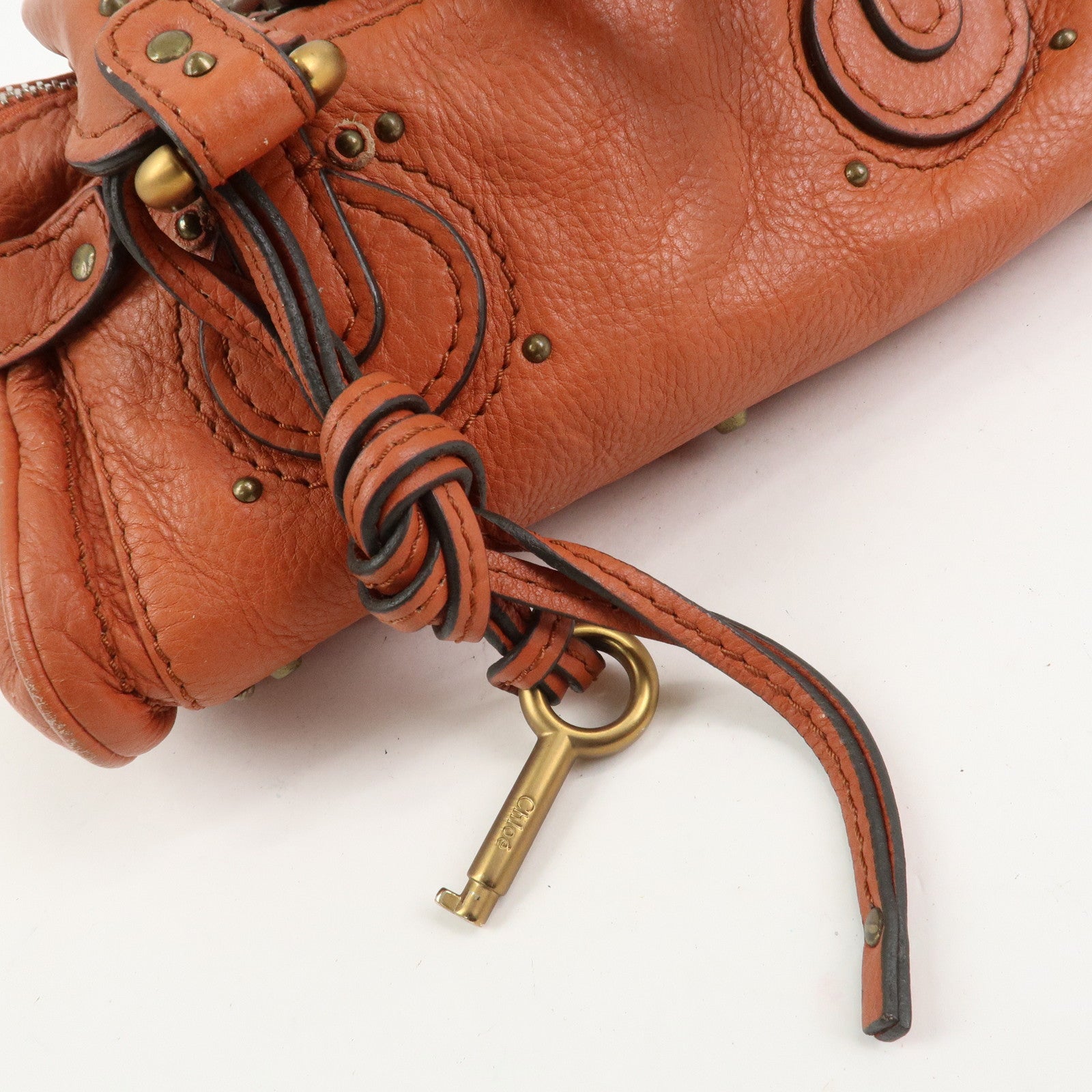 Chloe Paddington Leather Hand Bag Shoulder Bag Orange