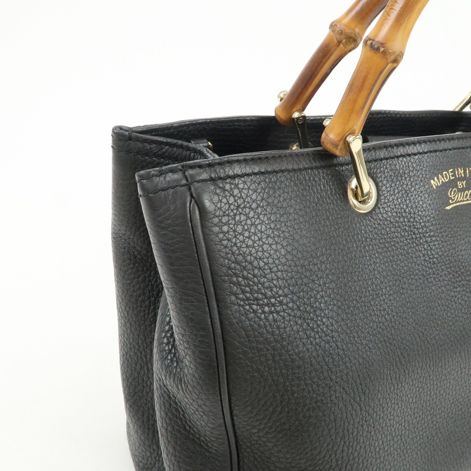 GUCCI Bamboo Shopper Medium 2Way Bag Shoulder Bag Black 323660