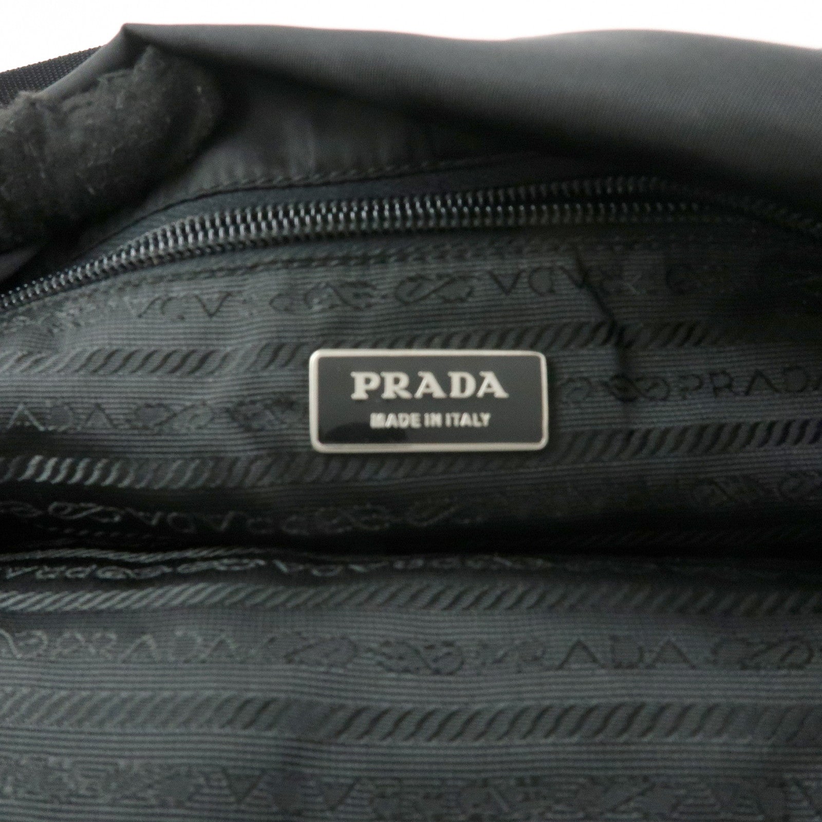 PRADA Triangle Logo Nylon Saffiano Leather Shoulder Bag Black