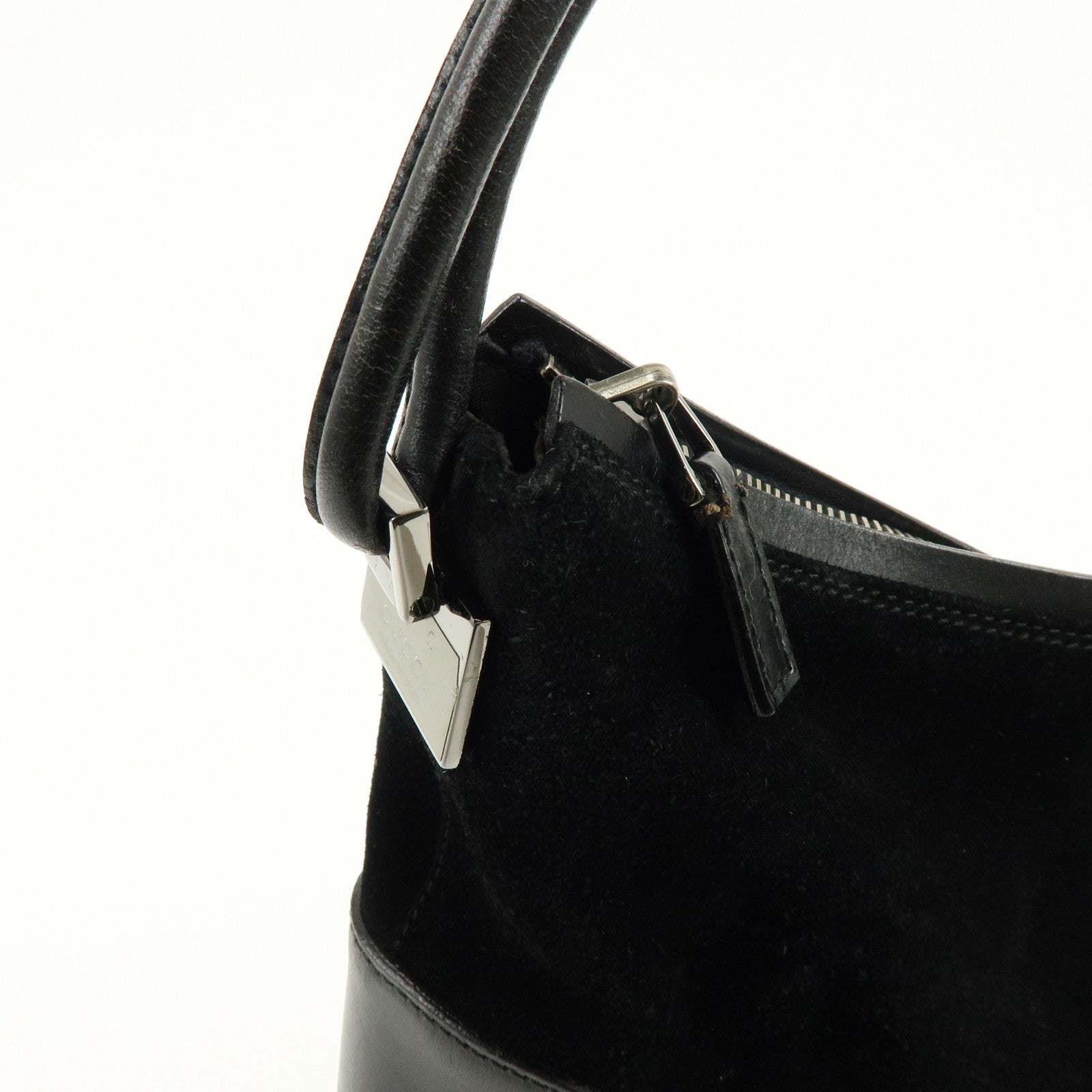 GUCCI Suede Leather Shoulder Bag Hand Bag Black 001・3770・0021222