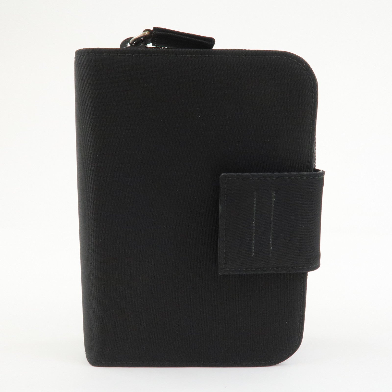 PRADA Triangle Logo Nylon Leather Planner Cover Agenda Cover Black