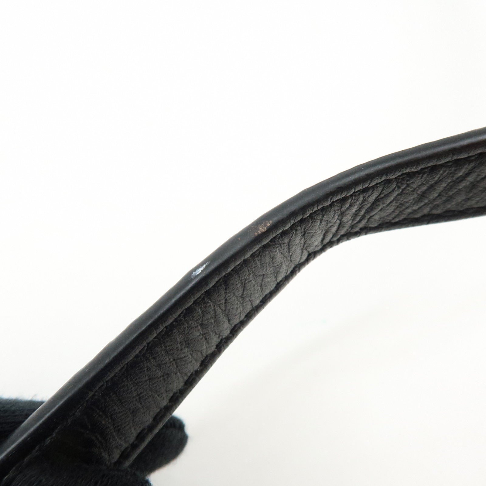 PRADA Triangle Logo Jacquard Leather Shoulder Bag Black 1BH089