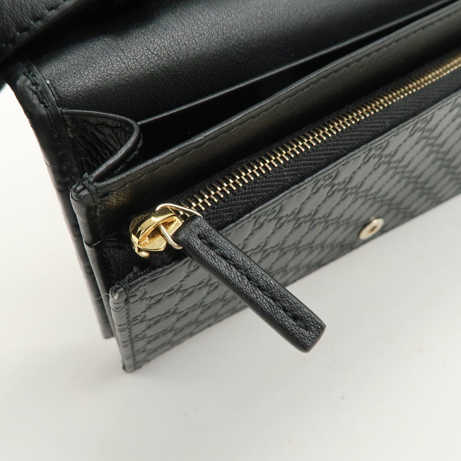 GUCCI Micro Guccissima Leather Shoulder Bag Wallet Bag Black 466507