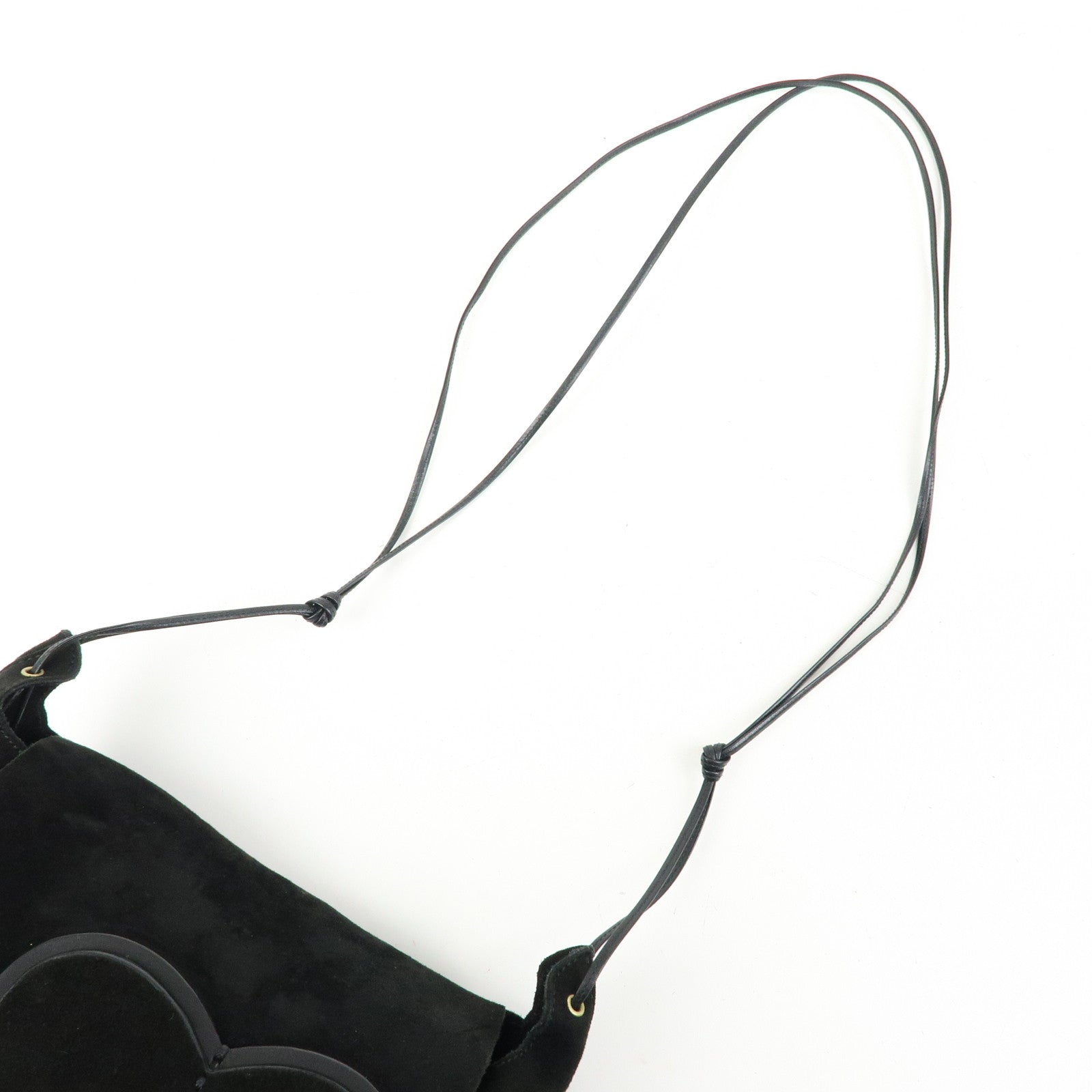 GUCCI Heart Suede Leather Shoulder Bag Crossbody Bag Black 95107