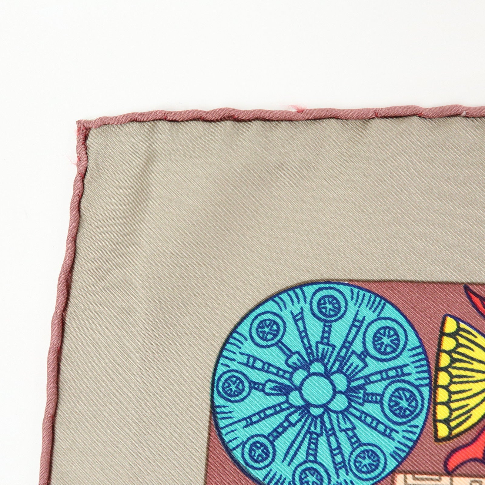 HERMES Carre 90 Silk 100% Scarf TORANA Red Purple Green
