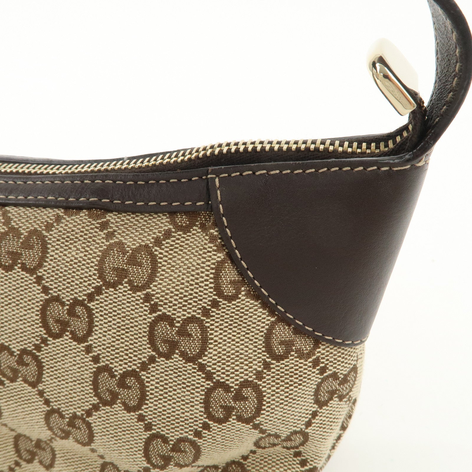 GUCCI Sherry GG Canvas Leather Shoulder Bag Beige Brown 224093 Used