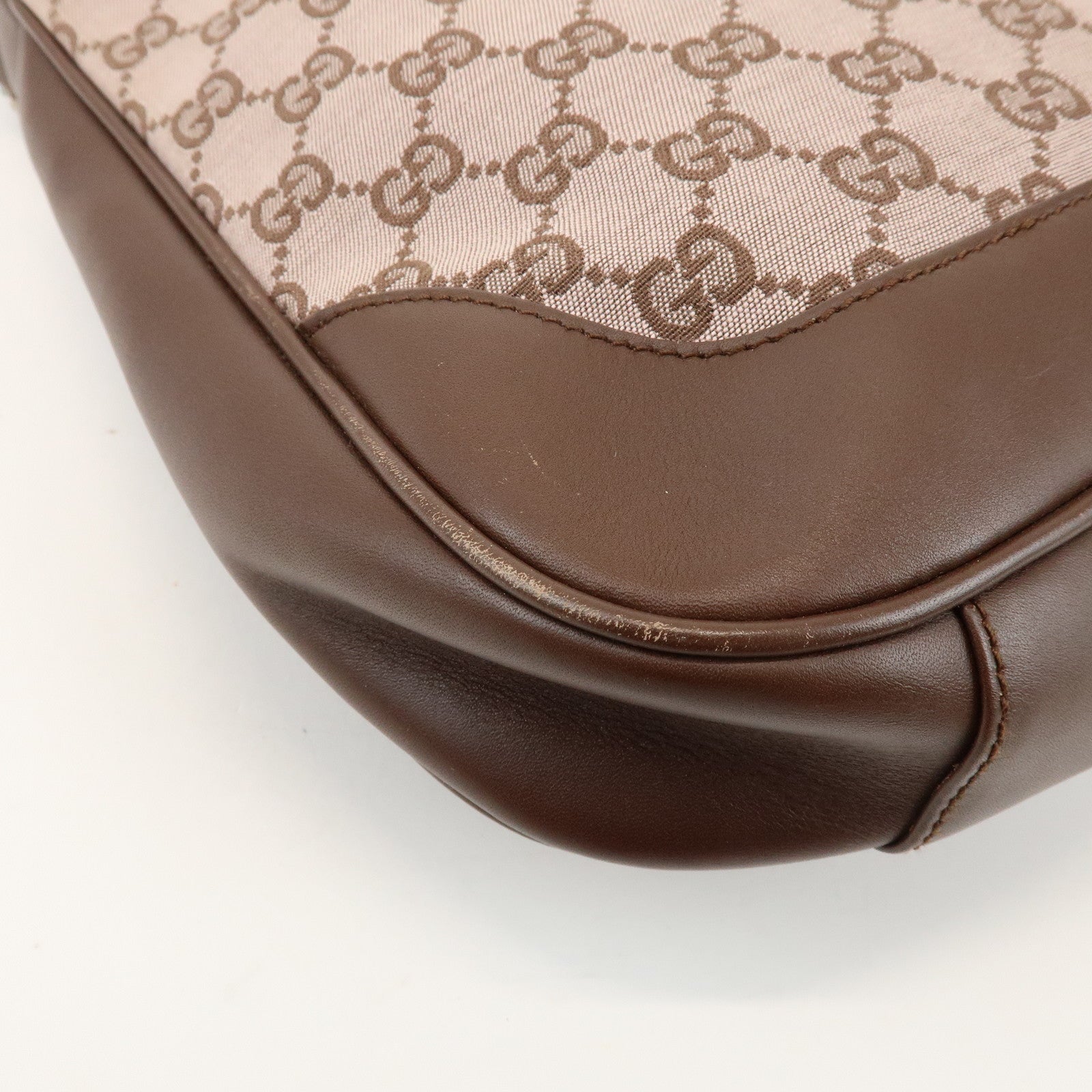 GUCCI Bamboo GG Canvas Leather 2Way Bag Brown 001・4095・001553