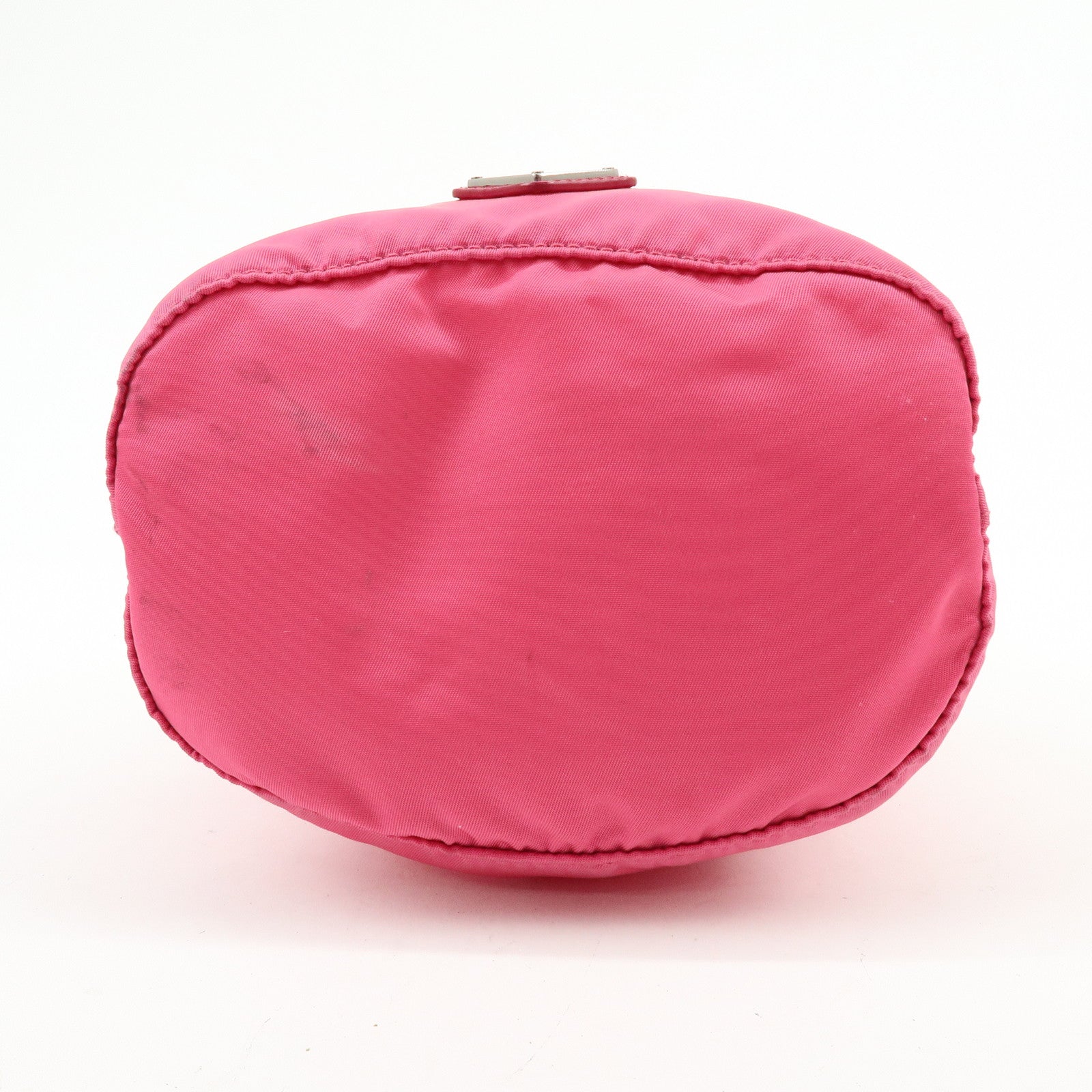 PRADA Triangle Logo Nylon Leather Drawstring Pouch Pink 1N0369
