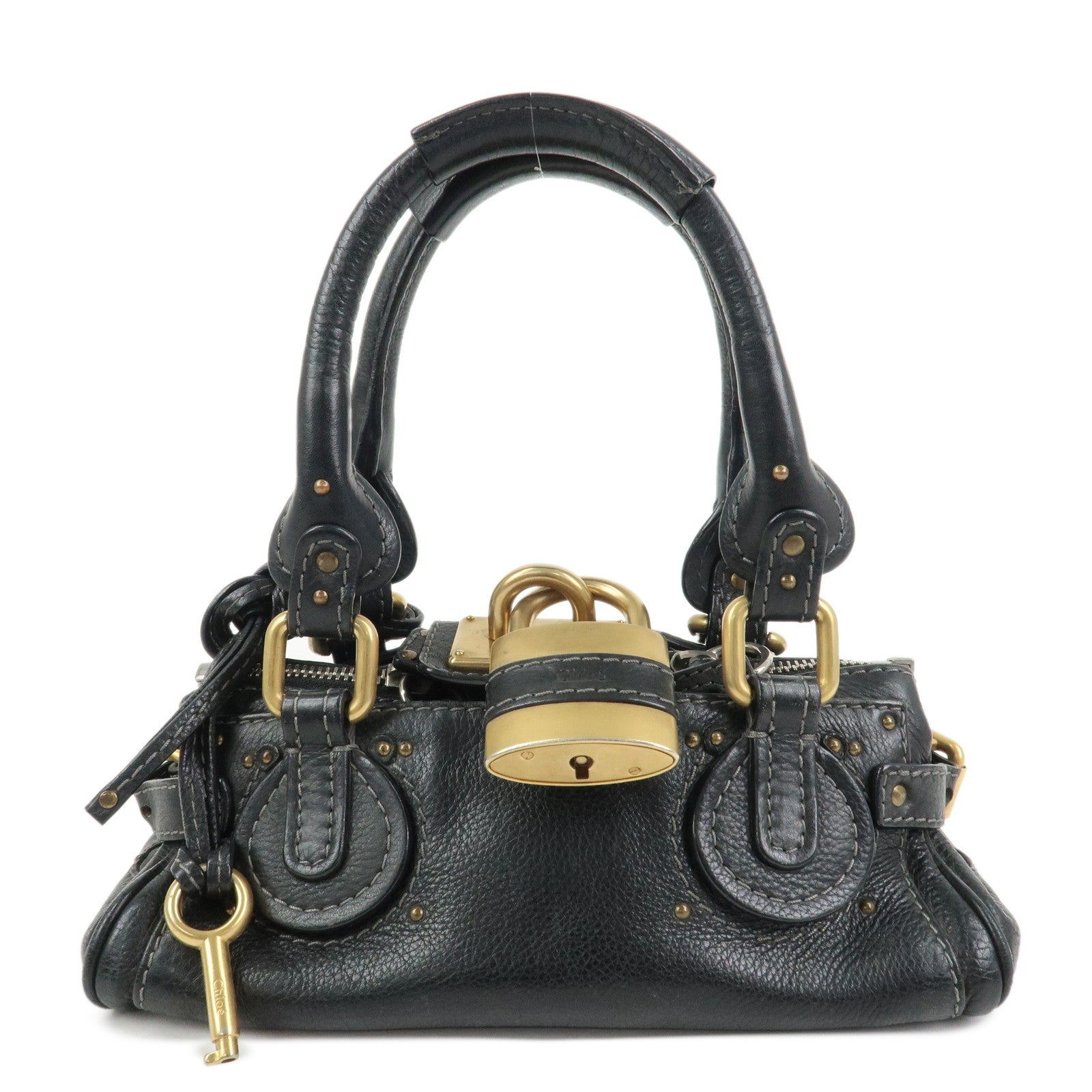 Chloe Paddington Leather Hand Bag Shoulder Bag Black