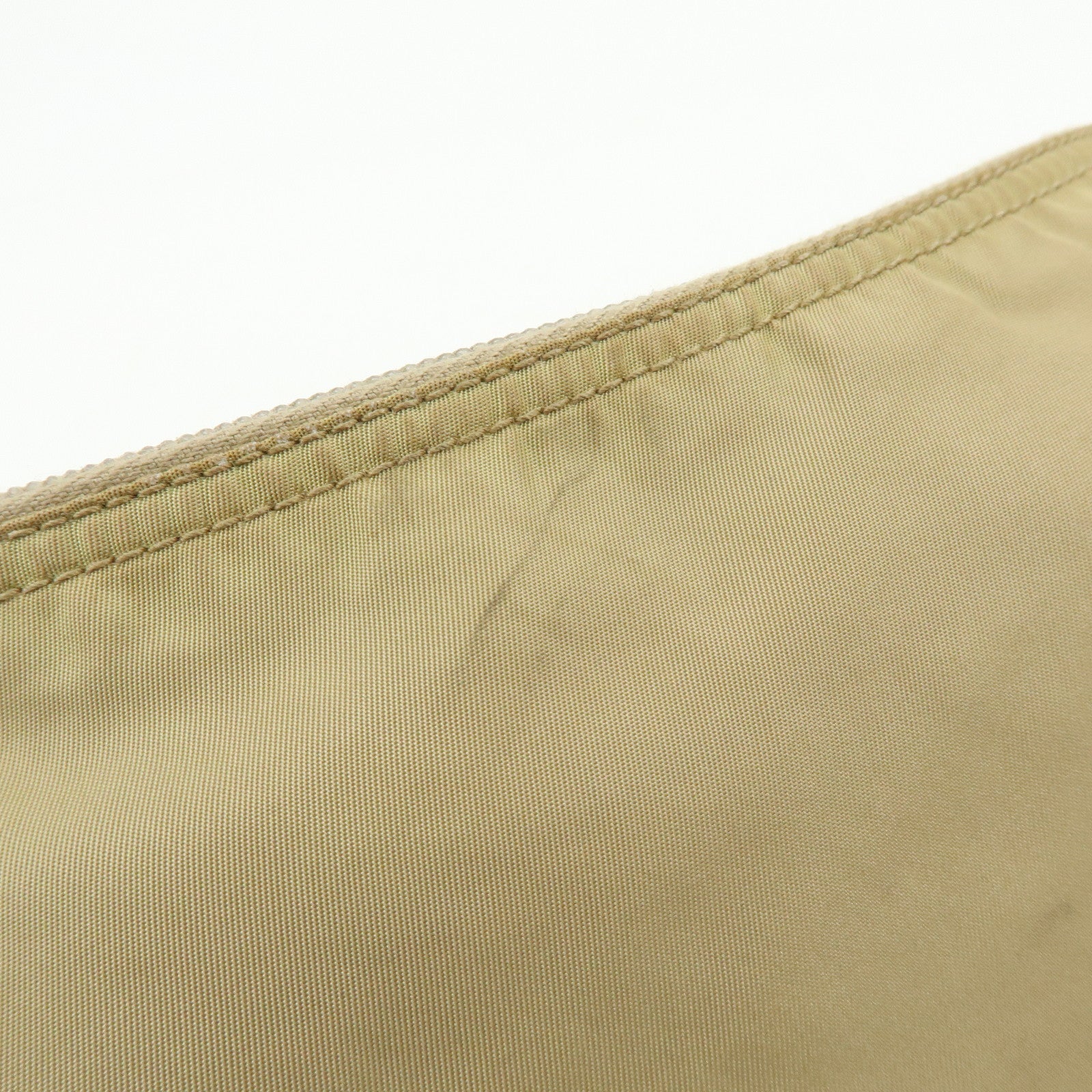 PRADA Triangle Logo Nylon Leather Shoulder Bag Hand Bag Beige