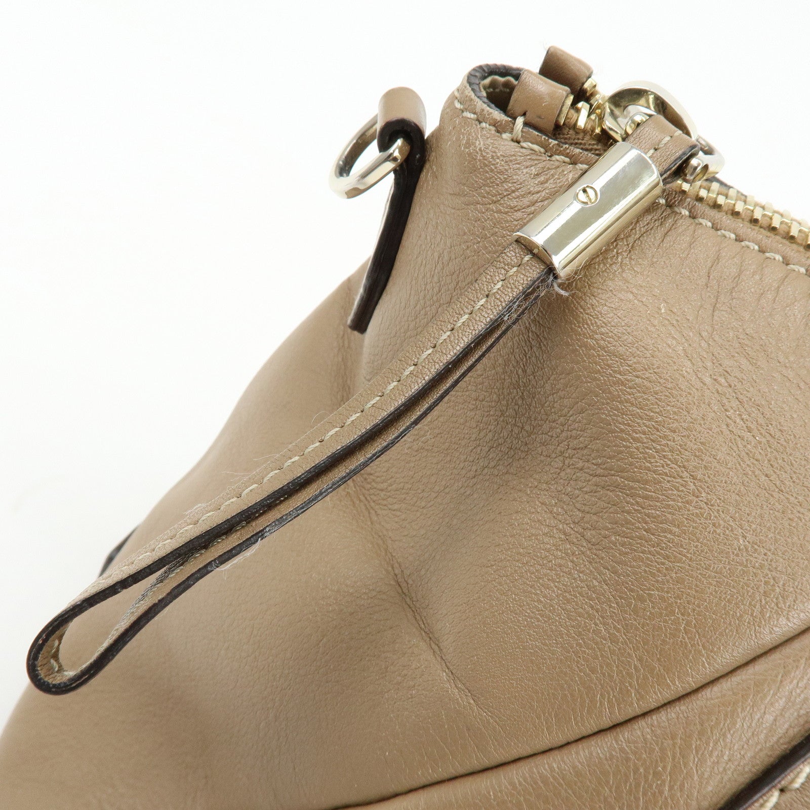 TOD'S Leather Stitch 2Way Bag Boston Bag Shoulder Bag Brown