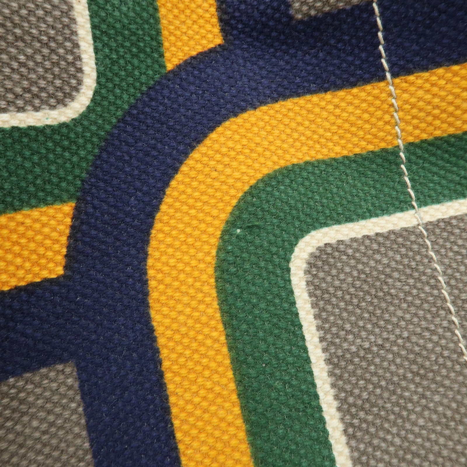 PRADA Canapa Large Tote Bag Hand Bag Green Yellow Navy BN1872