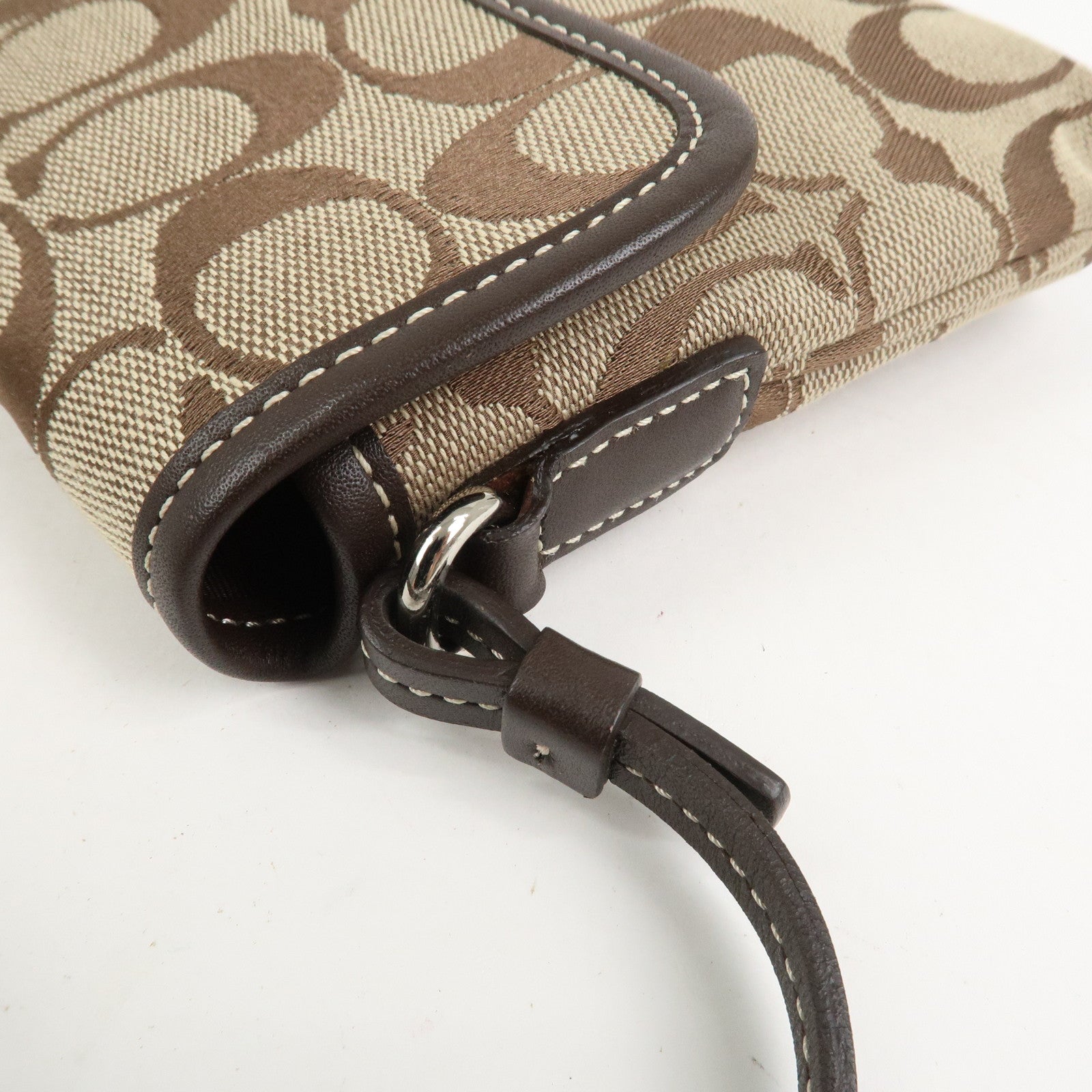 COACH Signature Canvas Leather Shoulder Bag Hand Bag Brown