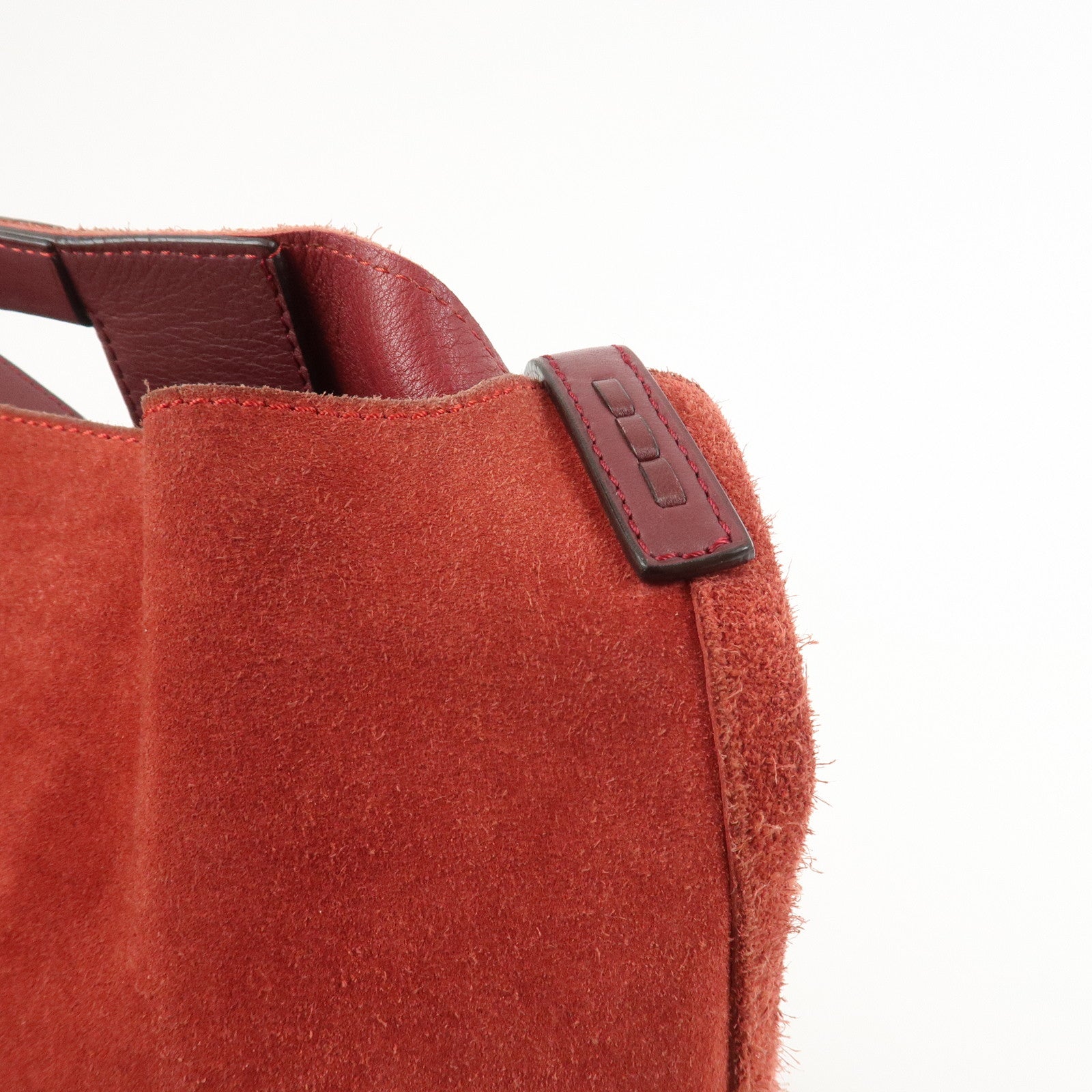 LOEWE Anagram Suede Leather 2Way Bag Shoulder Hand Bag Red 061307