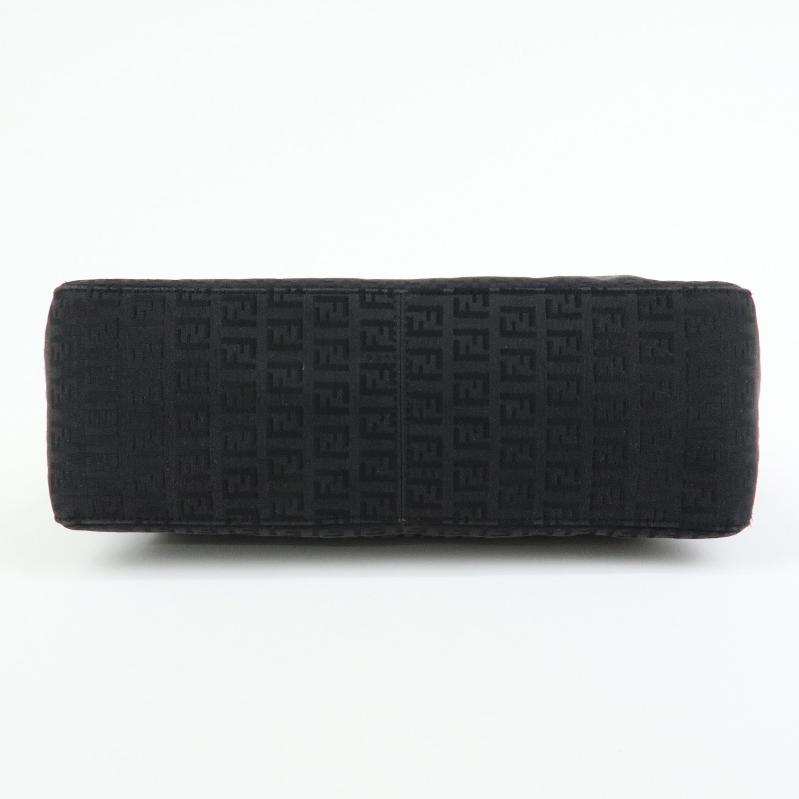 FENDI Zucchino Canvas Leather Tote Bag Hand Bag Black