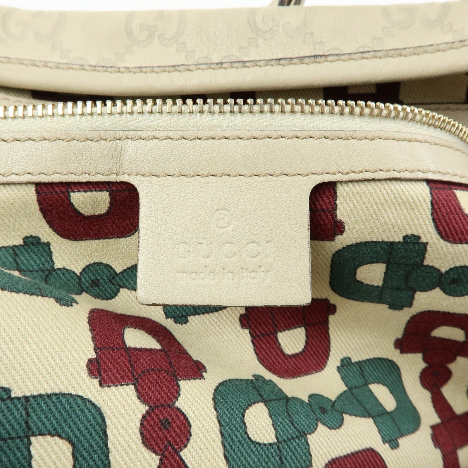 GUCCI Horsebit Guccissima Leather Hand Bag Ivory 137621