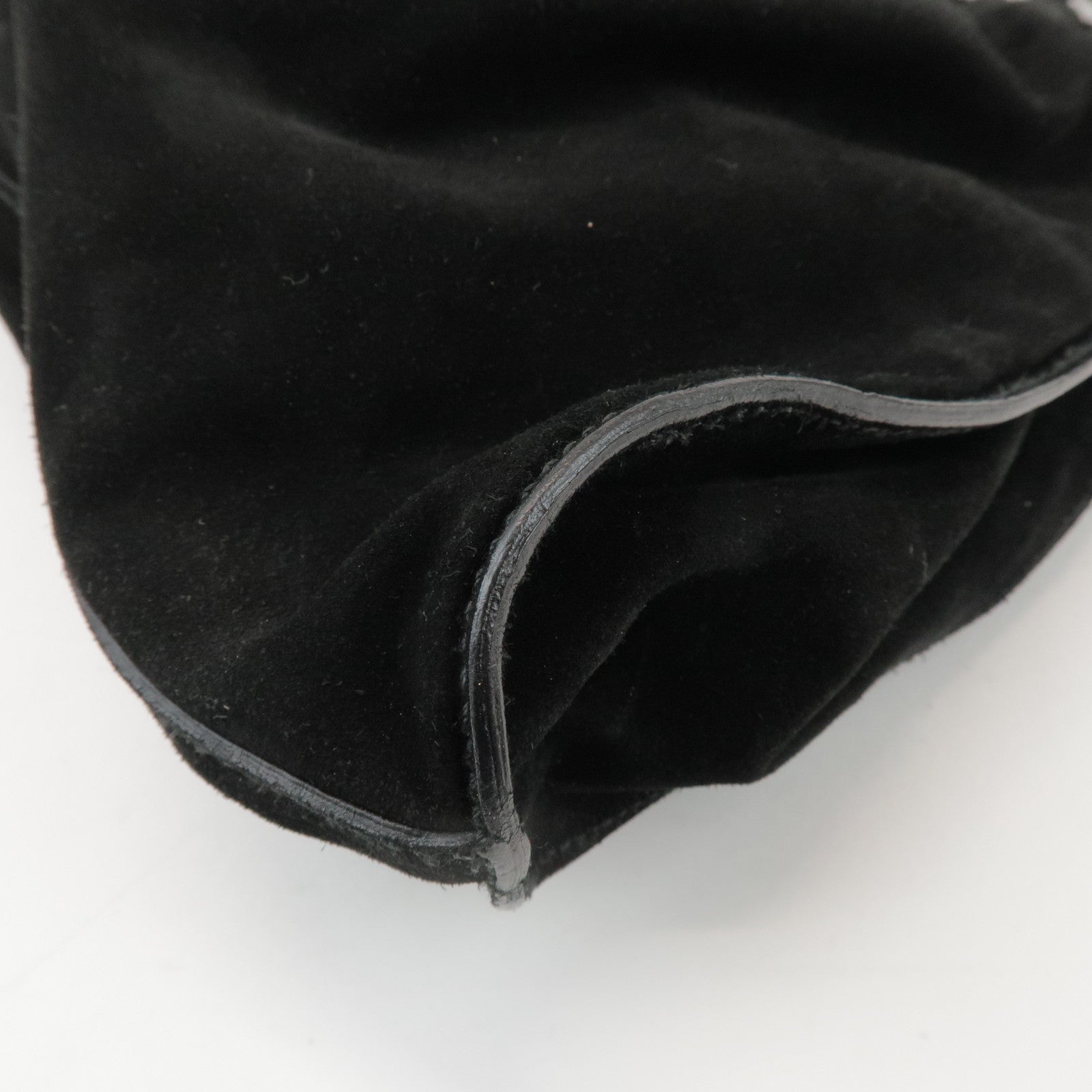 GUCCI Suede Leather Hand Bag Shoulder Bag Black 0014335