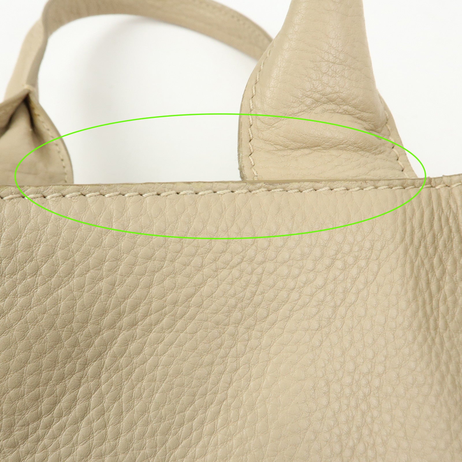 PRADA Triangle Logo Canapa Vittello Daino Leather Hand Bag Beige