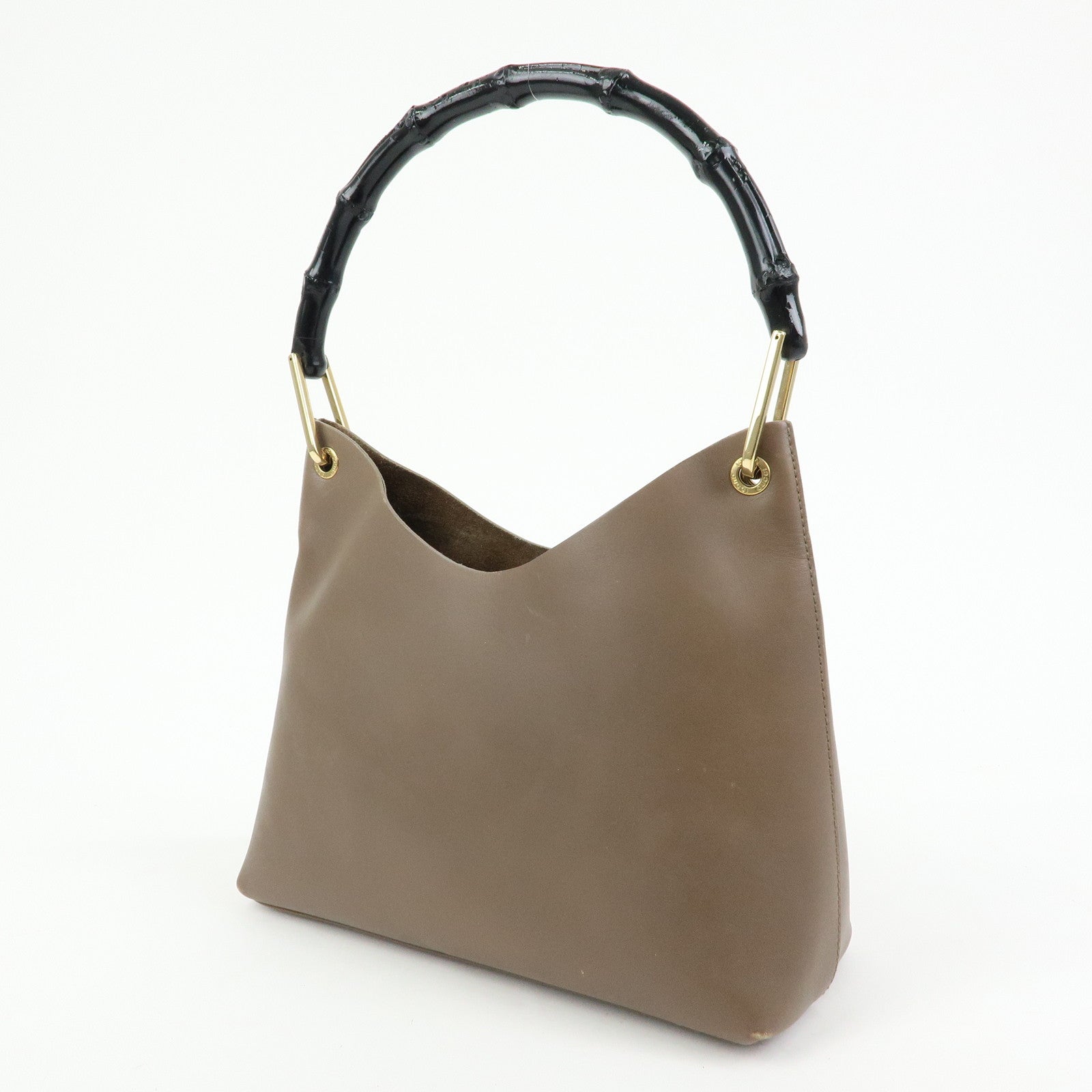 GUCCI Bamboo Leather Shoulder Bag Hand Bag Brown 001・2058・1883・0