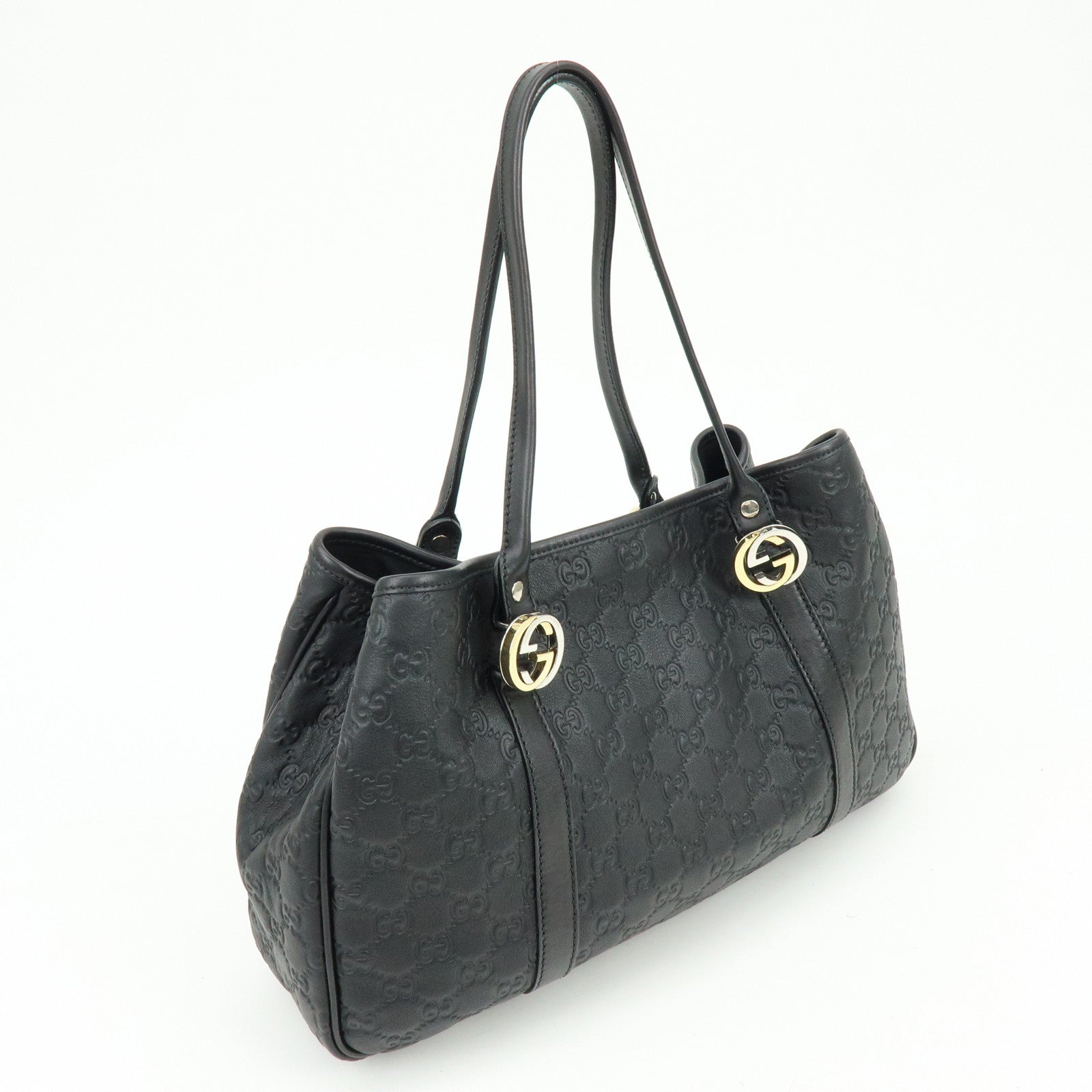 GUCCI Logo Guccissima Leather Tote Bag Shoulder Bag Black 232957
