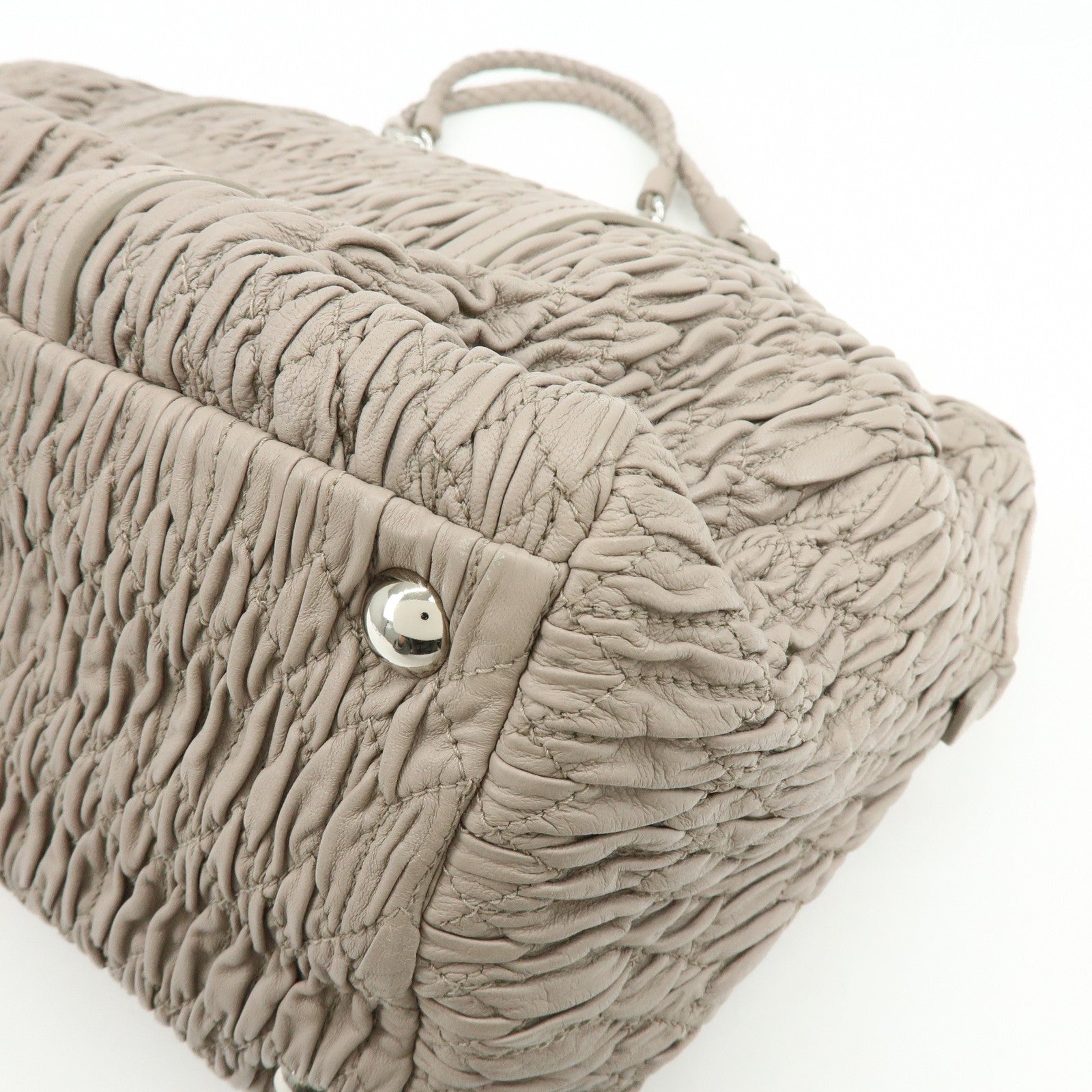 MIU MIU Matelasse Nappa Leather Tote Bag Shoulder Bag Gray