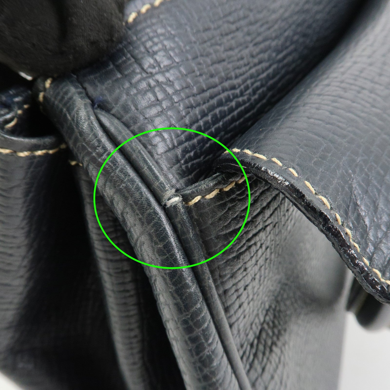 LOEWE Leather 2Way Bag Hand Bag Shoulder Bag Dark Navy