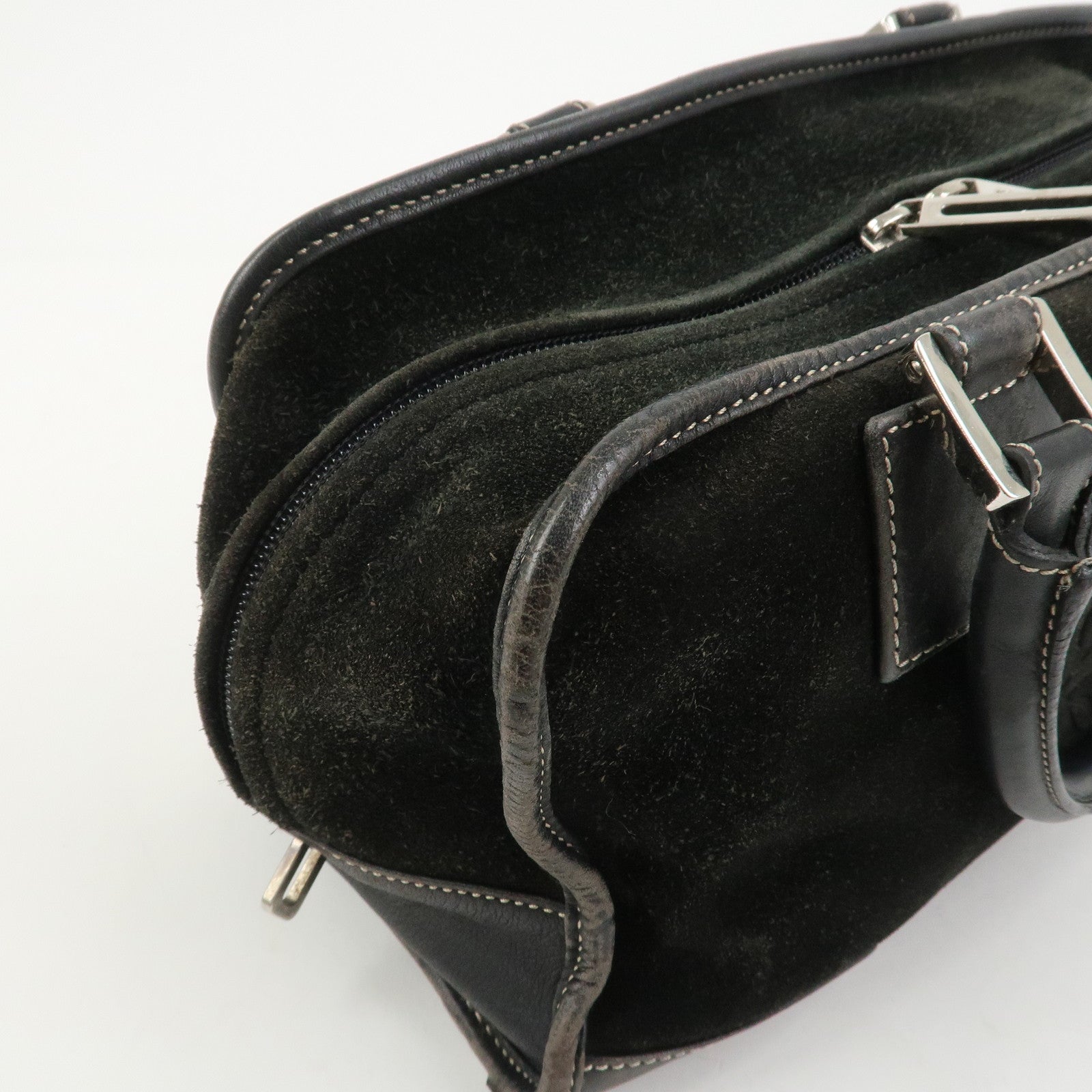 LOEWE Anagram Amazona 28 Suede Leather Hand Bag Bostpn Bag Black