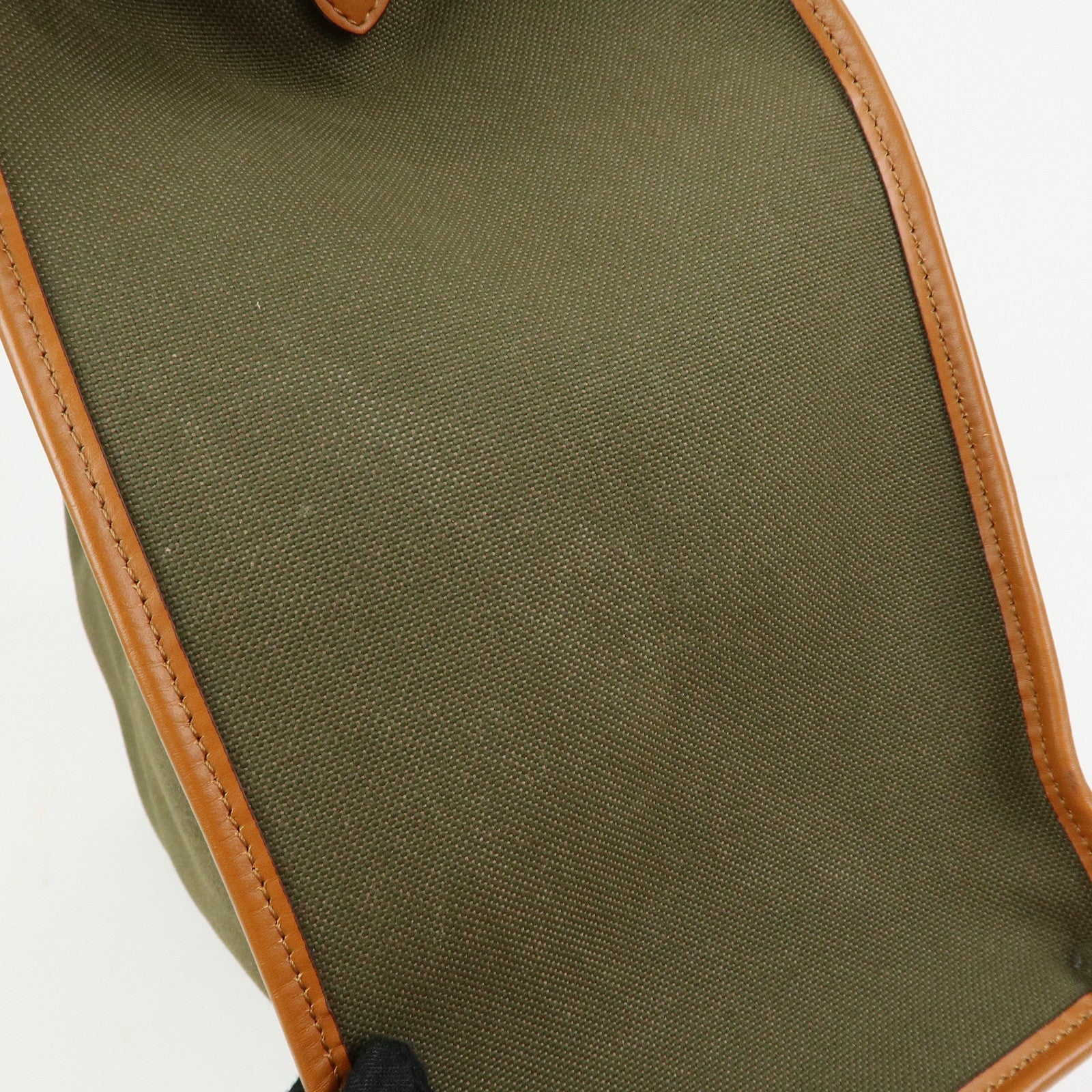 FENDI Peekaoo Canvas Leather Hand Bag Khaki Brown 8BN304