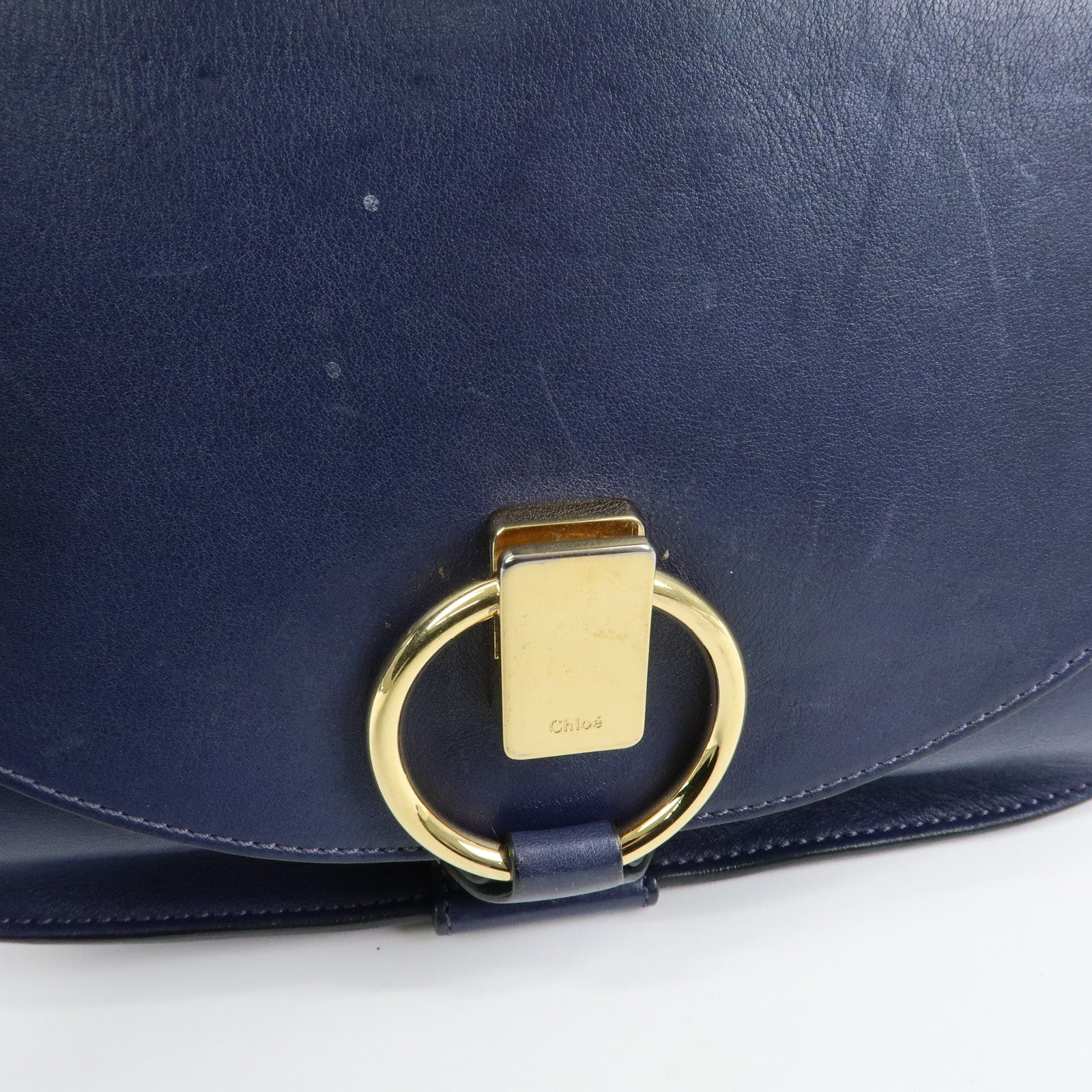 Chloe Goldie Leather Suede 2Way Hand Bag Shoulder Bag Navy