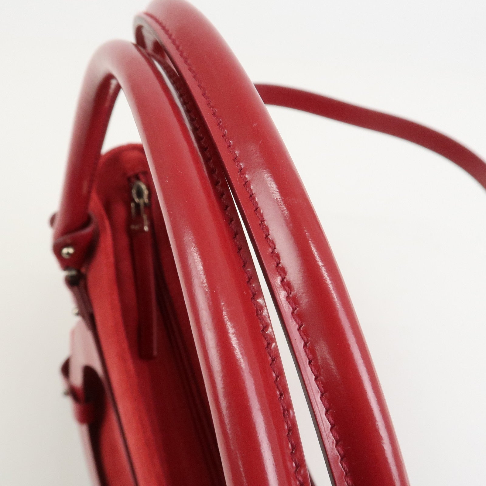 Ferragamo Gancini Suede Leather 2Way Bag Hand Bag Shoulder Bag Red