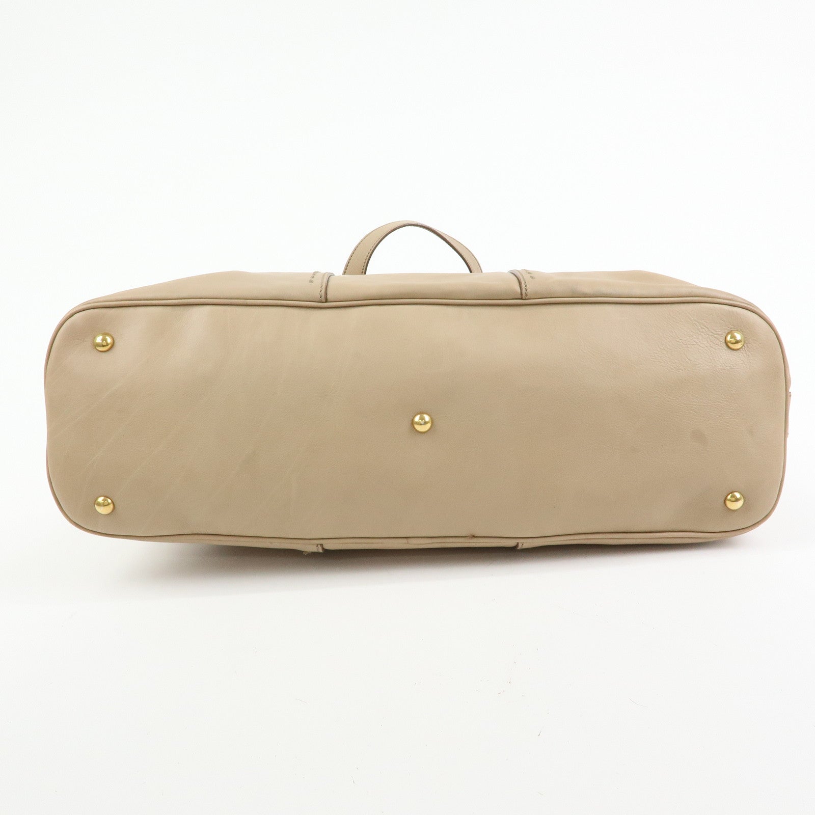 SAINT LAURENT PARIS Muse Leather Hand Bag Tote Bag Beige