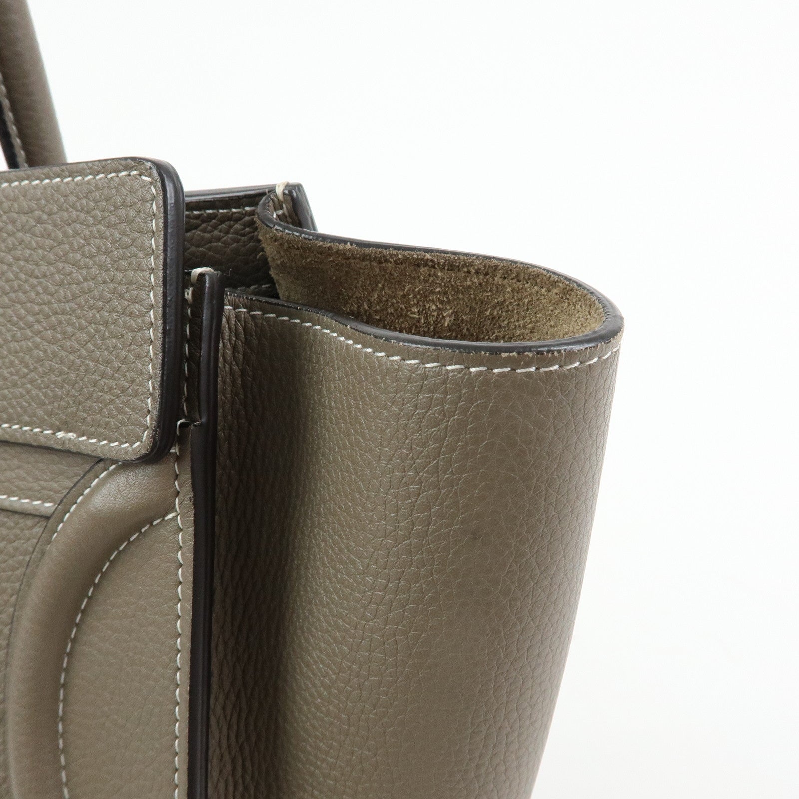 CELINE Luggage Micro Shopper Calf Leather Hand Bag Gray