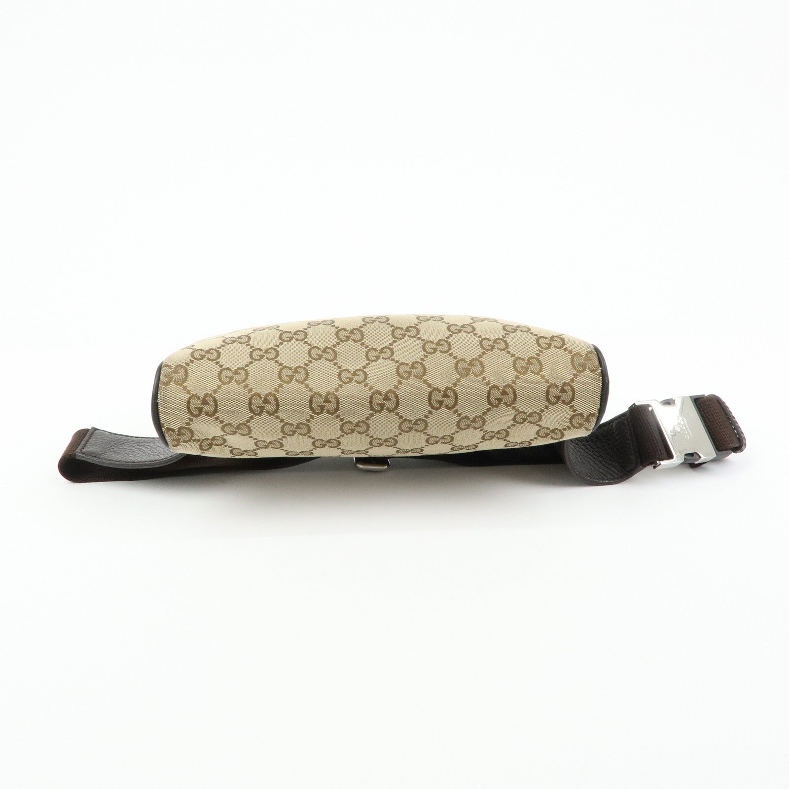 GUCCI GG Canvas Leather Waist Pouch Body Bag Beige Brown 449174