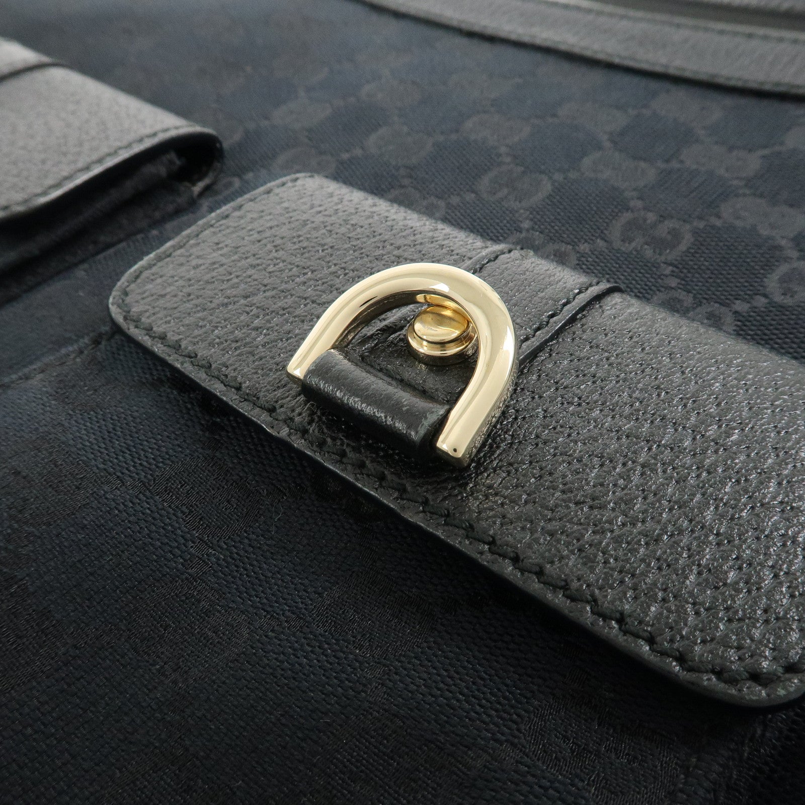 GUCCI Abbey GG Monogram Front Pocket Shoulder Bag Black 153025