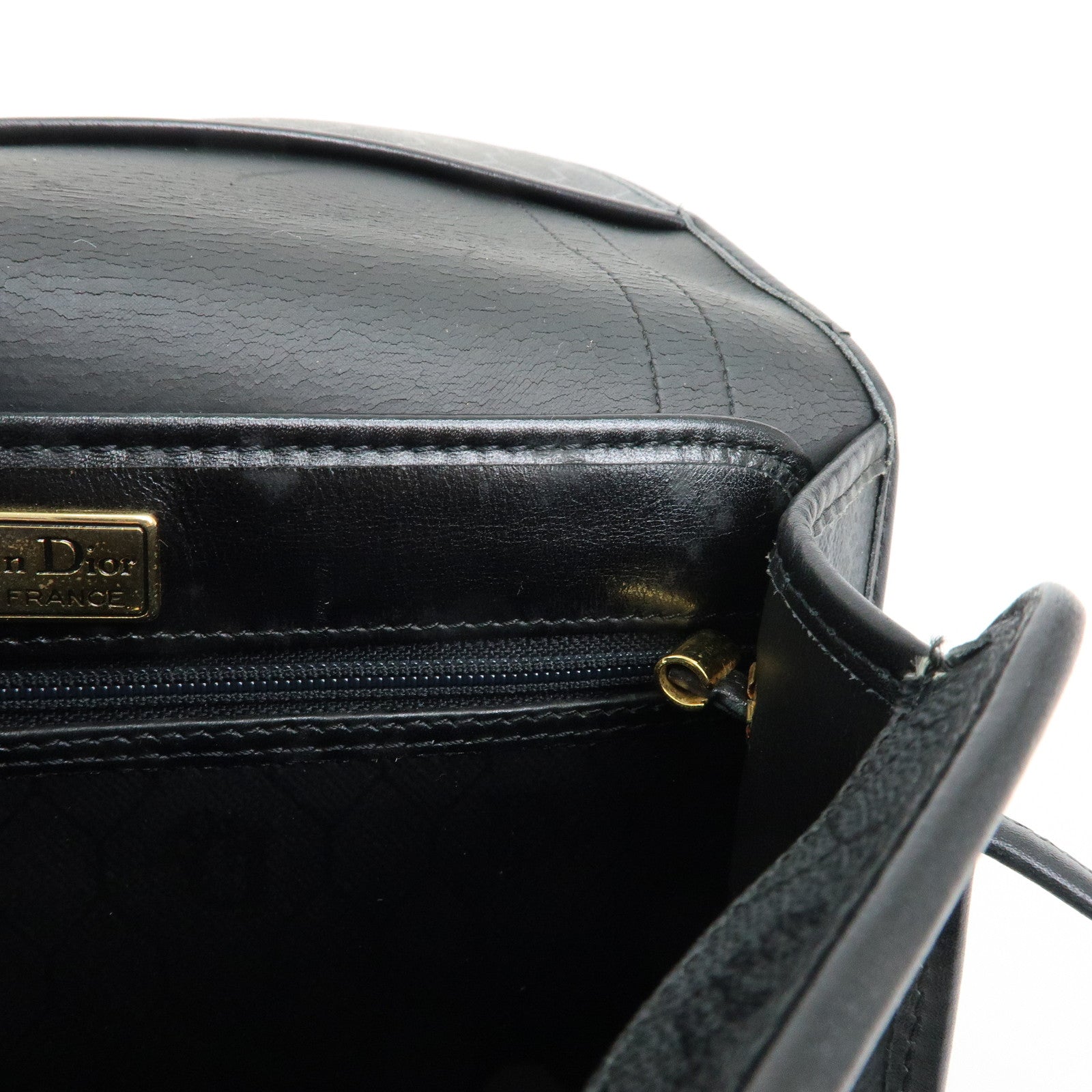 Christian Dior Honeycomb PVC Leather Shoulder Crossbody Bag Black