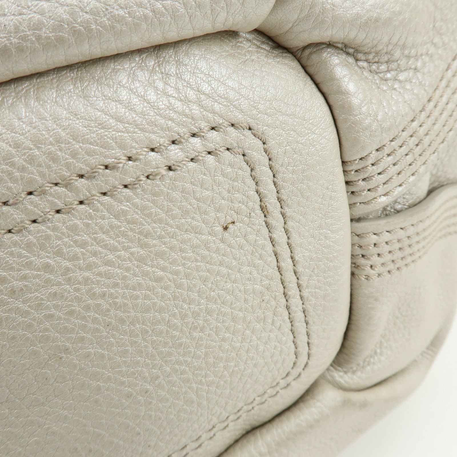 CELINE Bittersweet Leather Shoulder Bag Hand Bag Pearl White