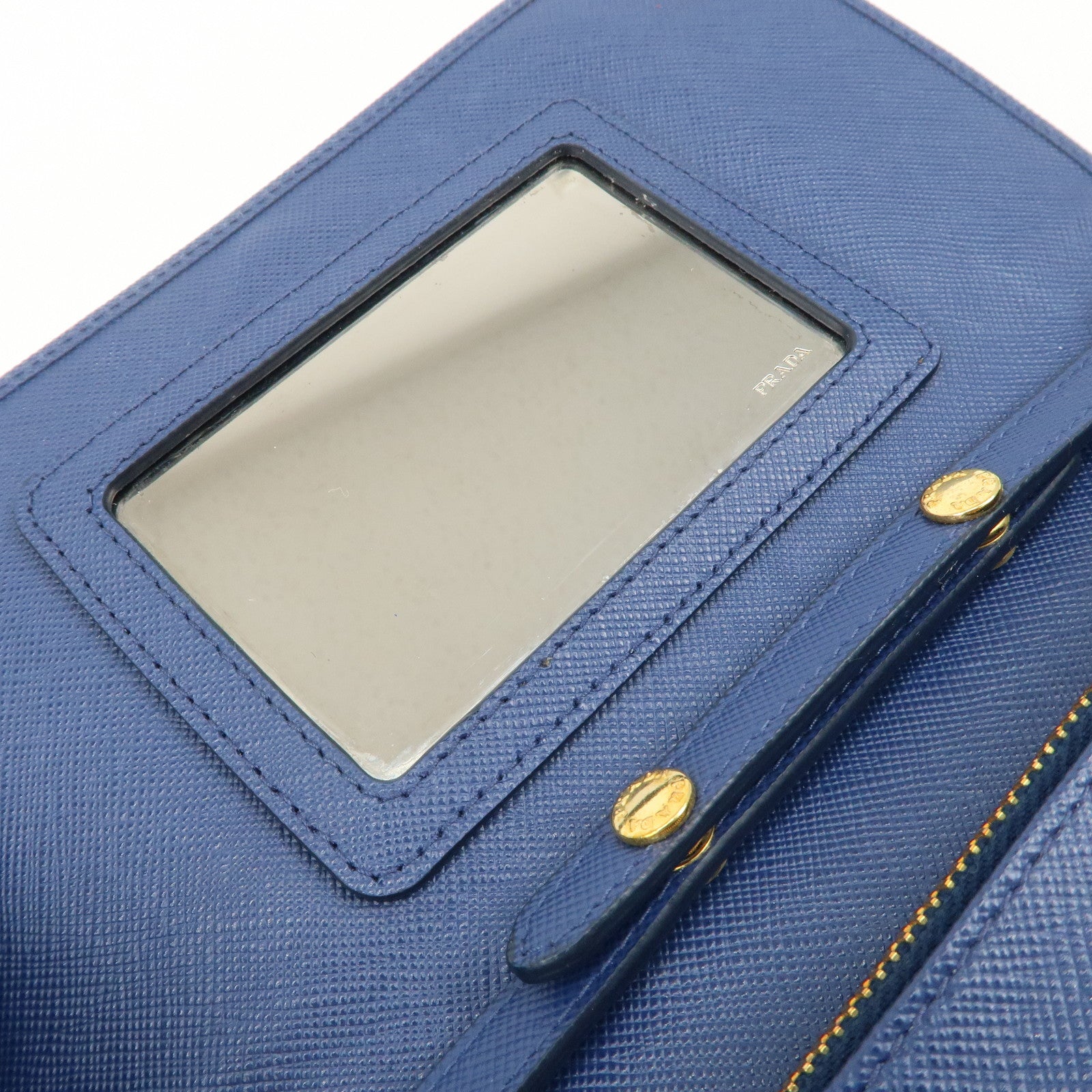 PRADA Logo Saffiano Leather Shoulder Bag Crossbody Bag Blue 1M1361