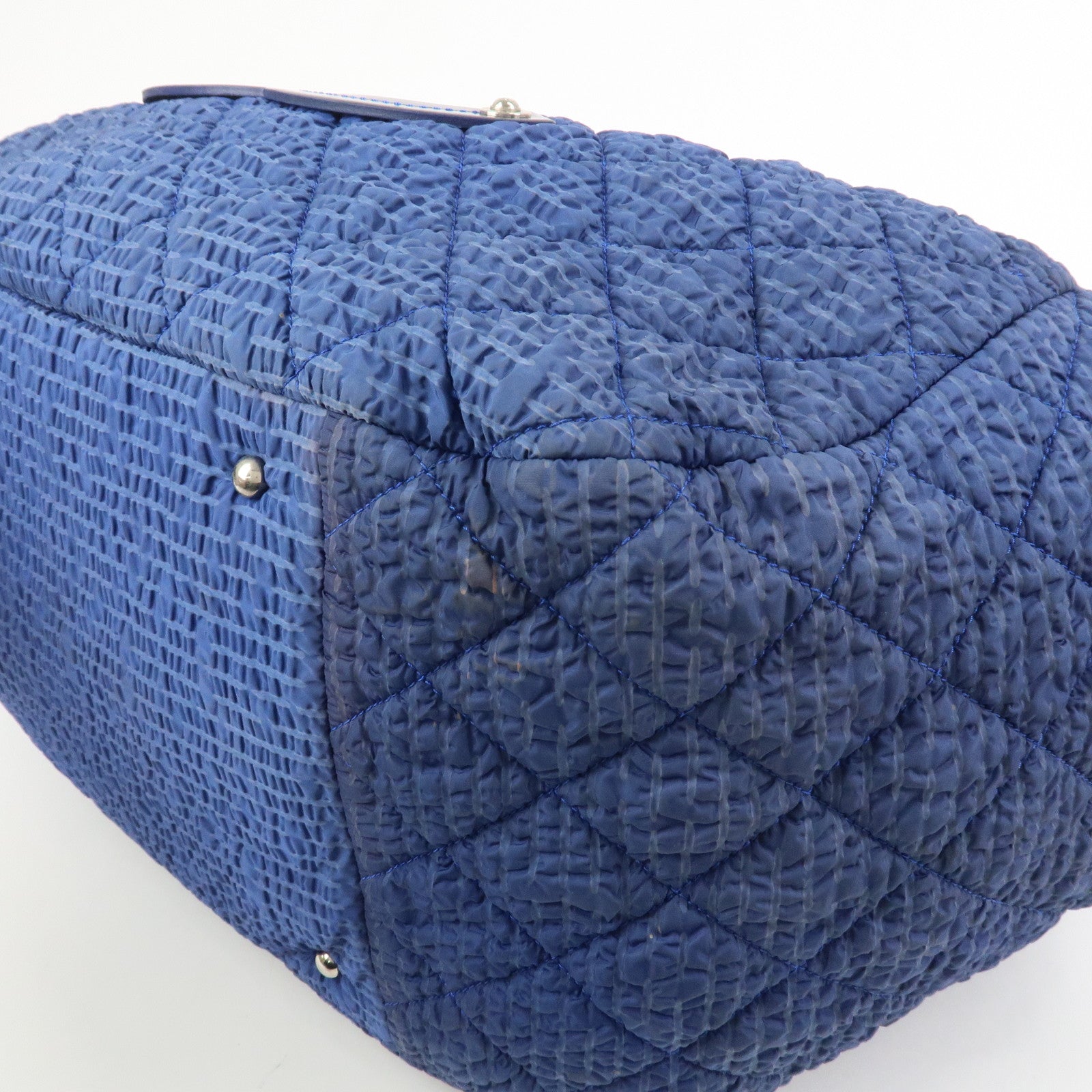CHANEL Matelasse COCO Mark Nylon Patent Leather Shoulder Bag Blue