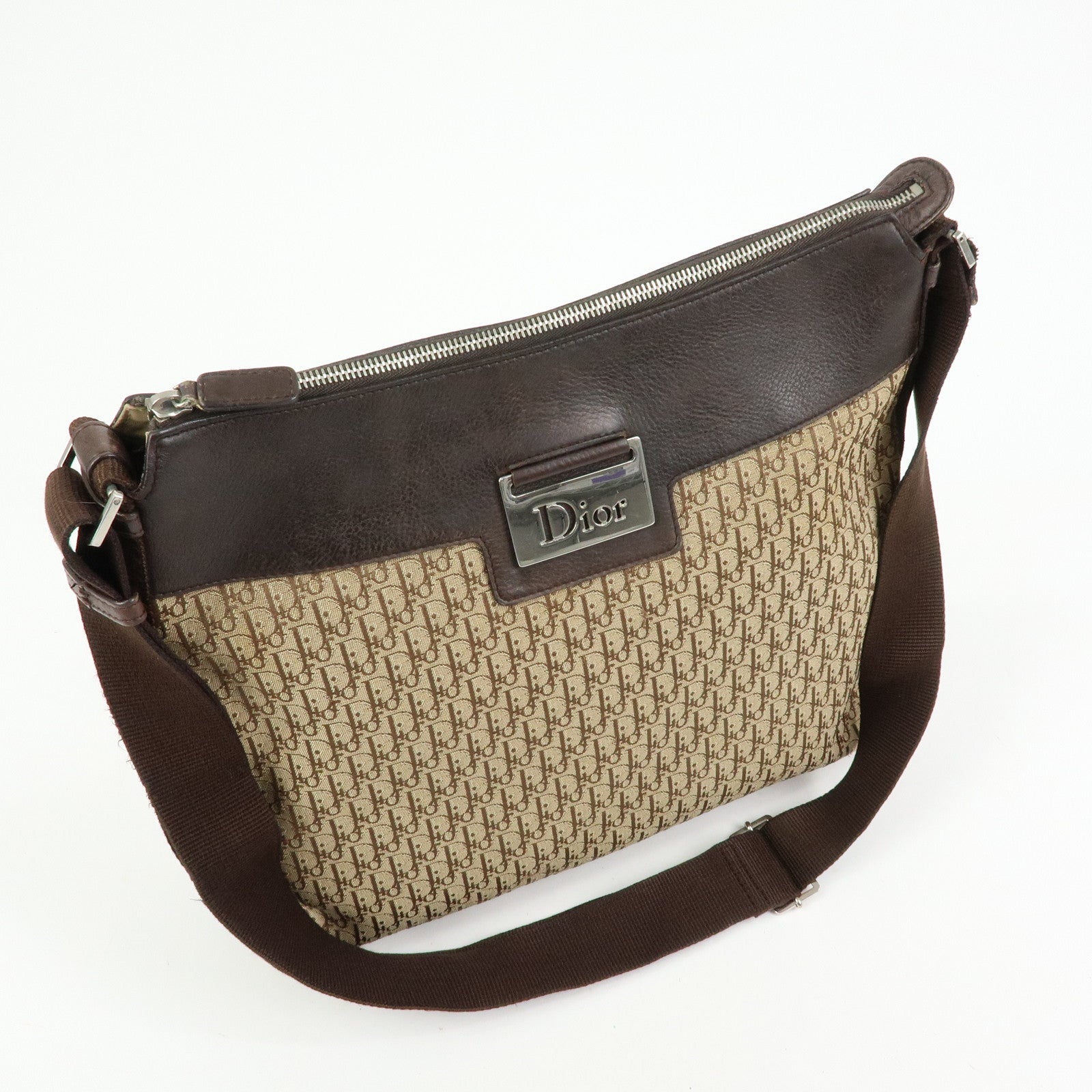 Christian Dior Street Chic Trotter Canvas Leather Shoulder Bag