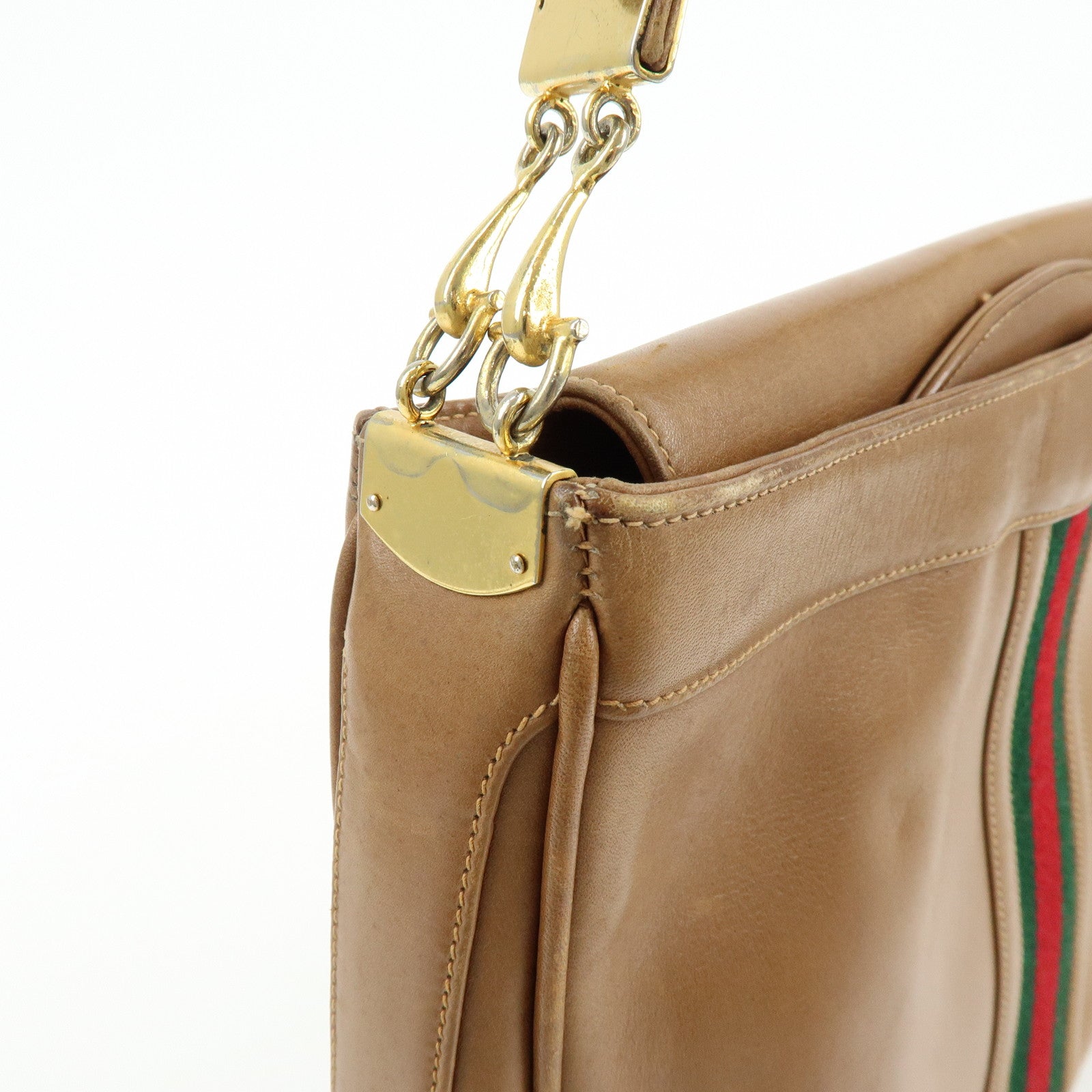 GUCCI Old GUCCI Sherry Leather Hand Bag Shoulder Bag Brown
