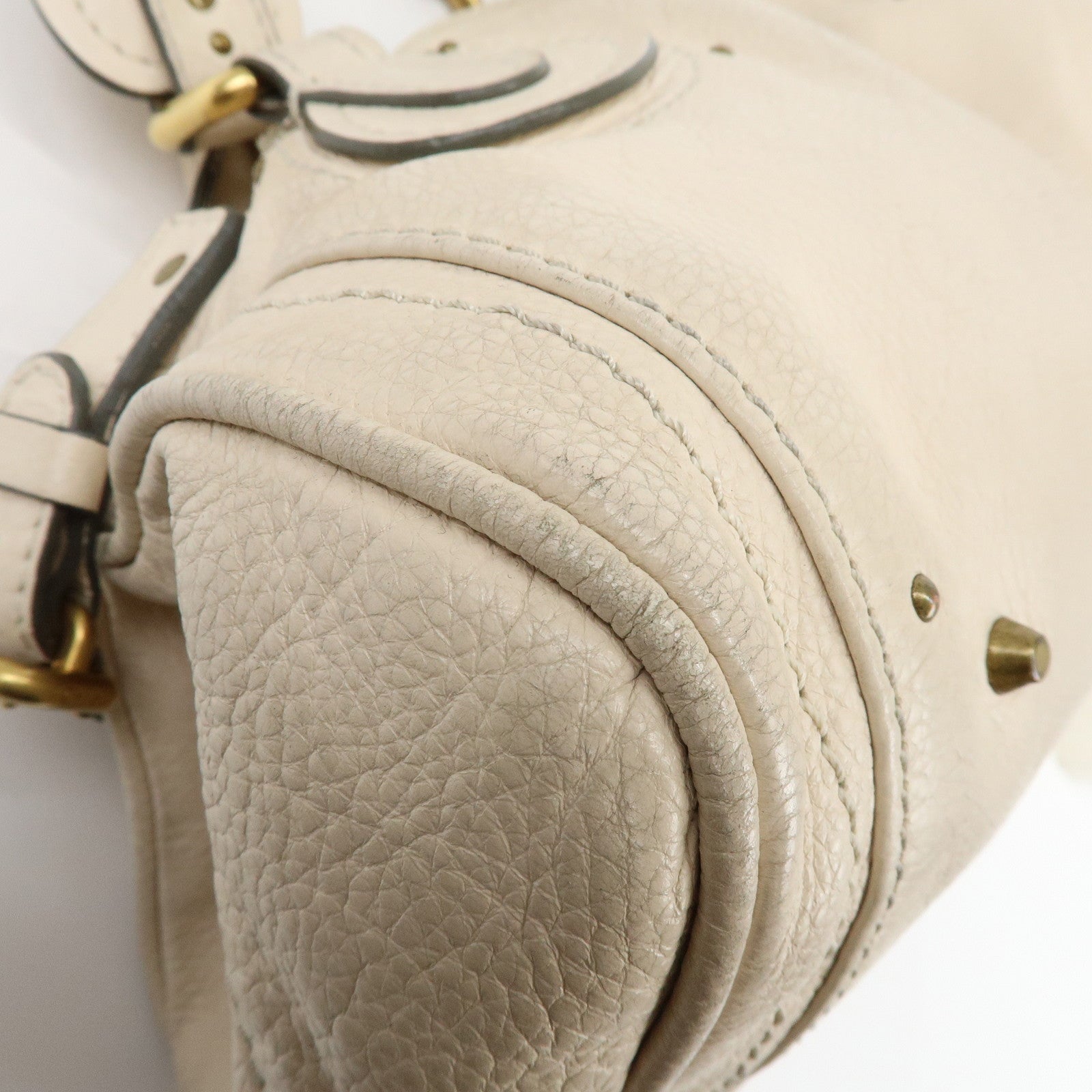 Chloe Paddington Leather Hand Bag Boston Bag Shoulder Bag Ivory