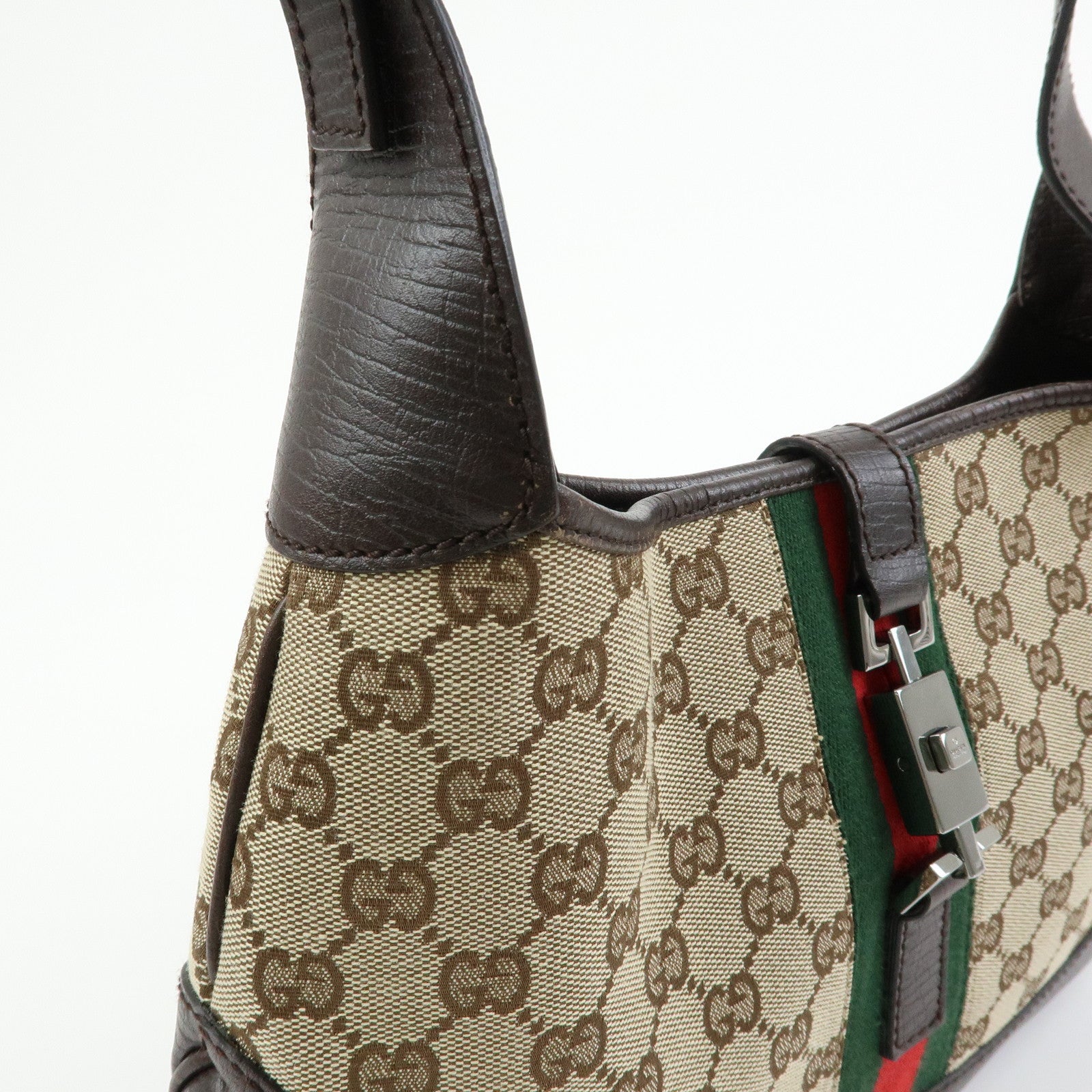 GUCCI Sherry Jackie GG Canvas Leather Shoulder Bag Hand Bag 00963