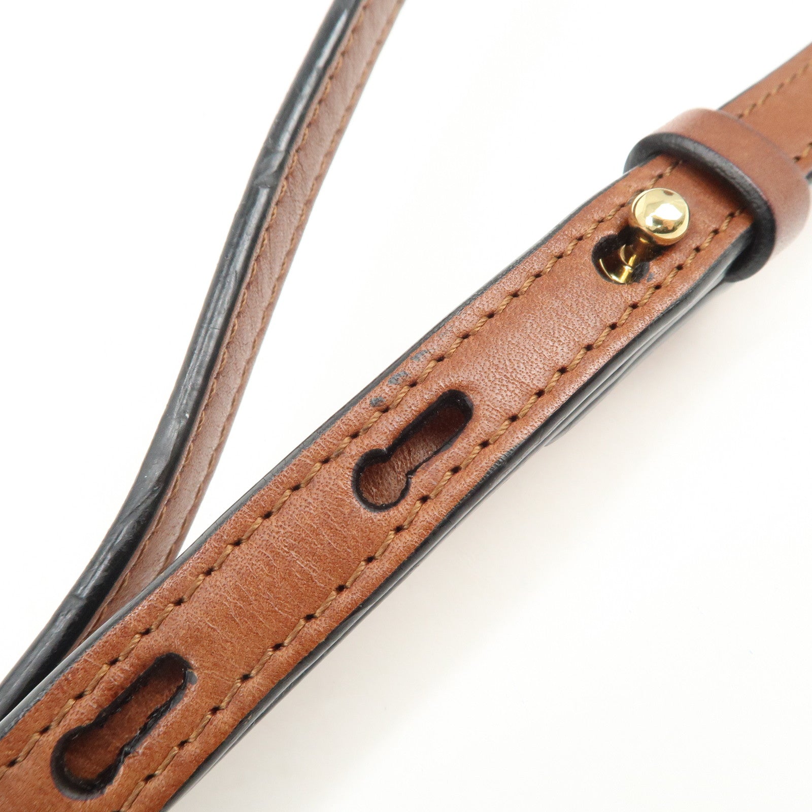 Chloe Logo Embossed Leather Shoulder Bag Hand Bag Brown