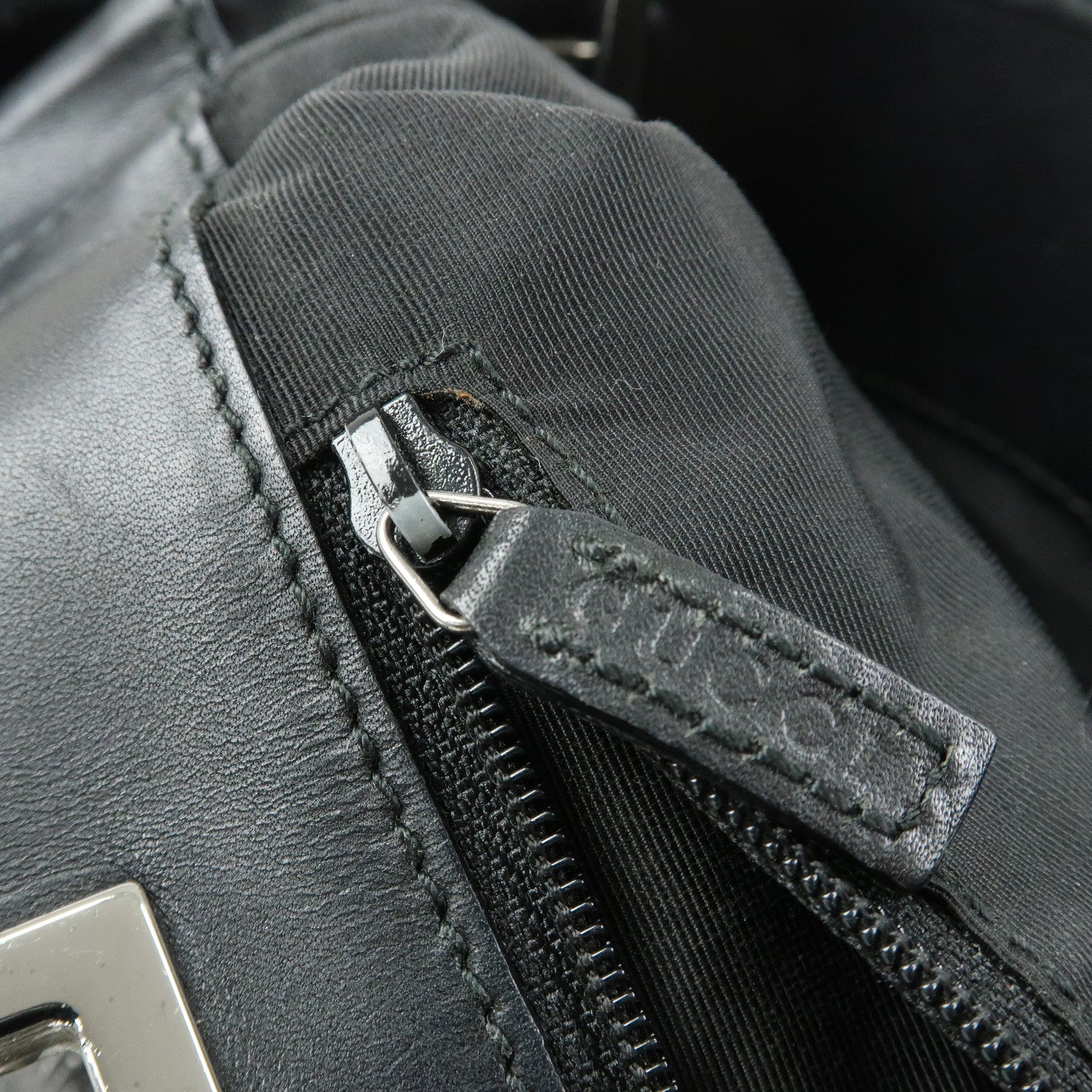 GUCCI GG Denim Leather Tote Bag Shoulder Bag Black 31244