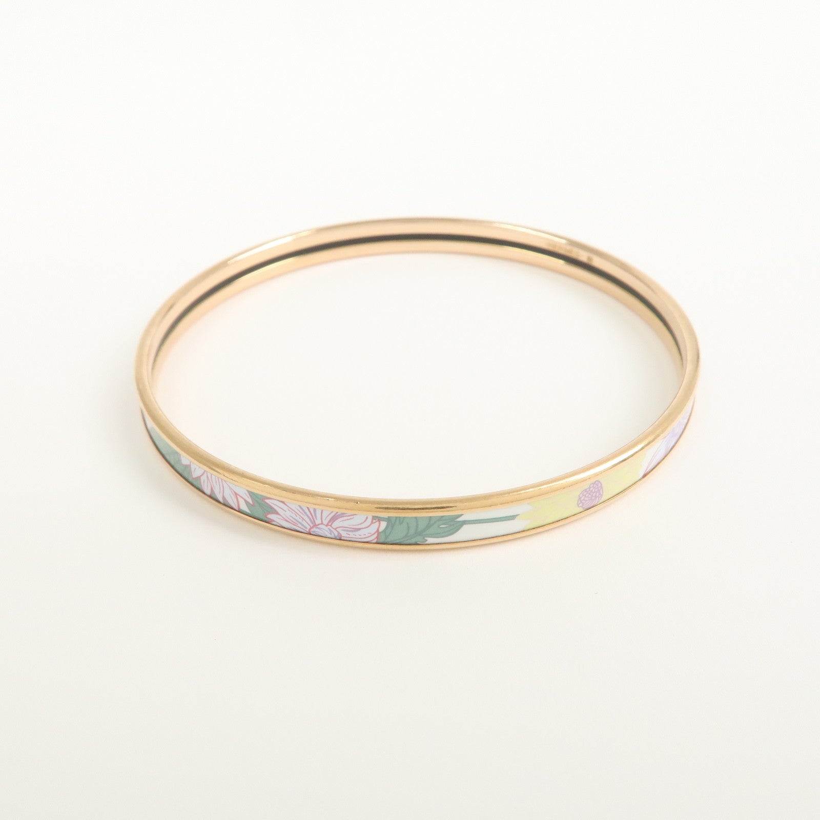 HERMES Extra Fan Enamel Bracelet Bangle Precious Paradise White