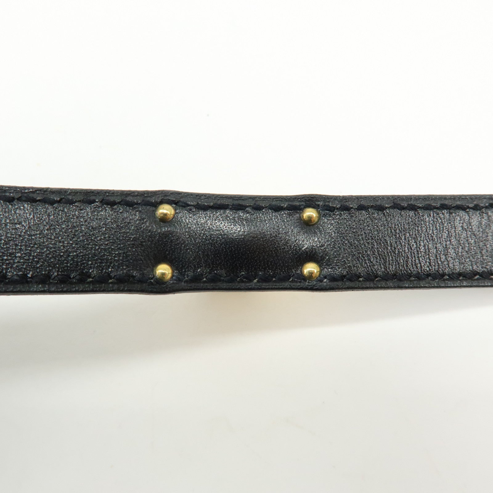 HERMES Kelly Double Tour Leather □F Stamped Bracelet Black
