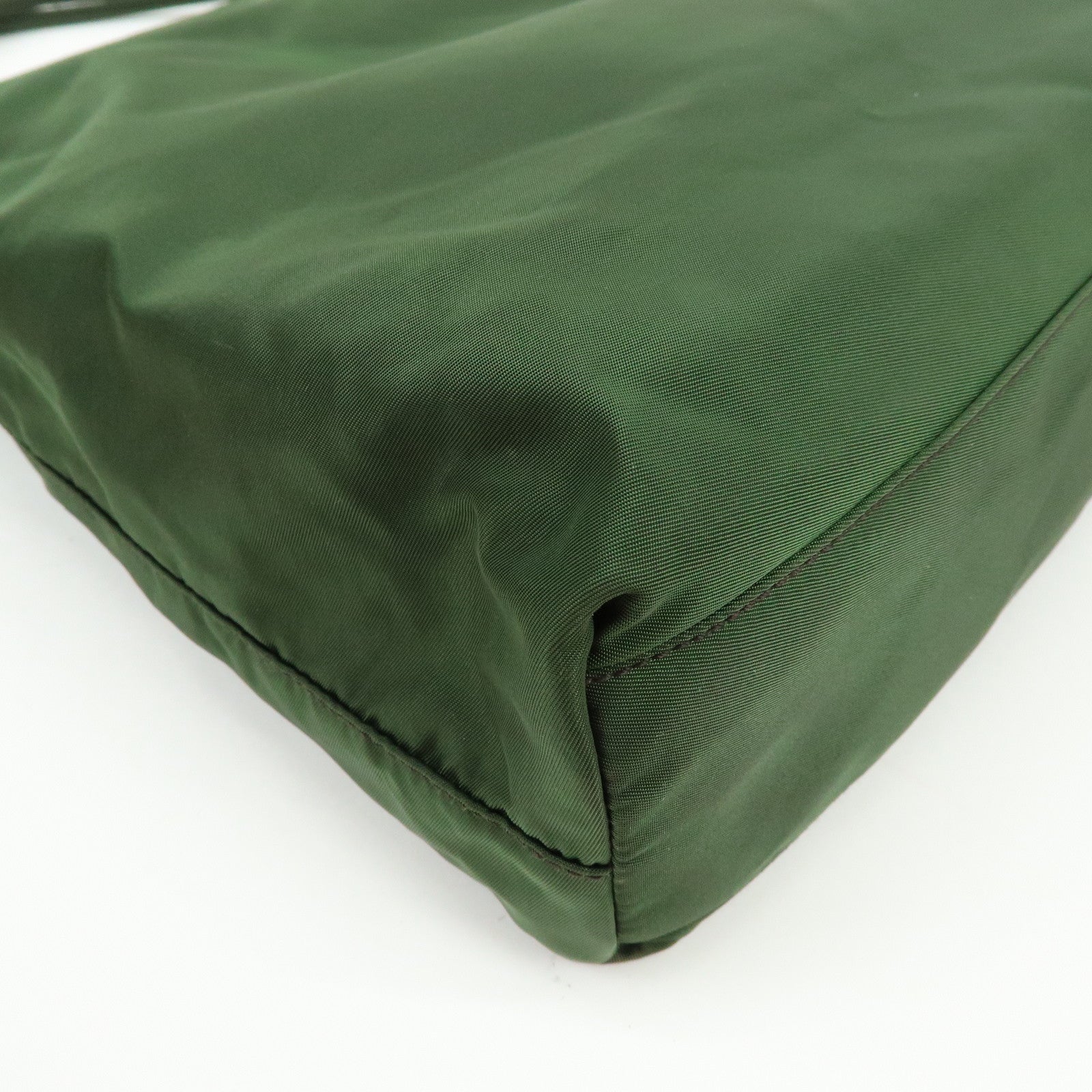 PRADA Triangle Logo Nylon Shoulder Bag Hand Bag Green B6242