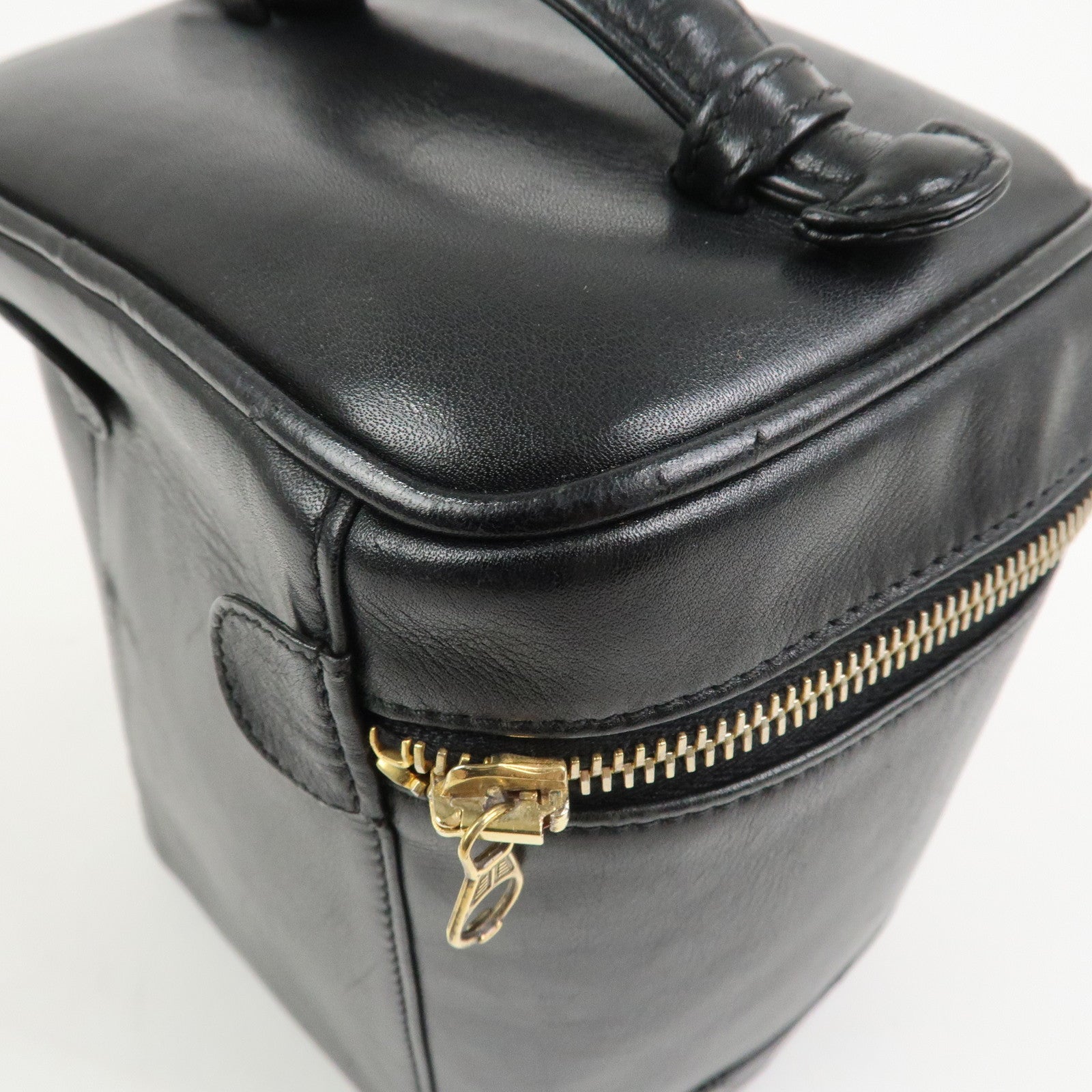 CHANEL Bicolore Lambskin Vanity Bag Hand Bag Black A01619
