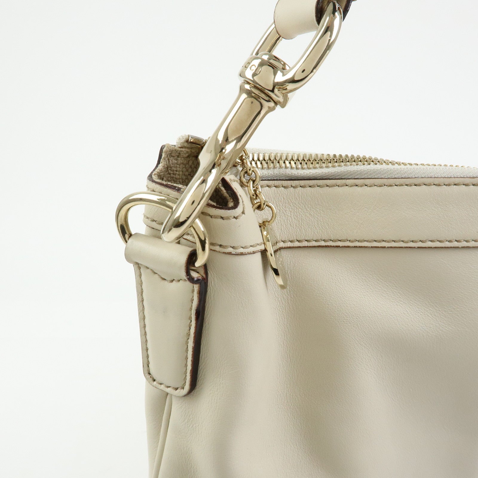 GUCCI Sherry Leather Shoulder Bag Hand Bag Ivory 154401