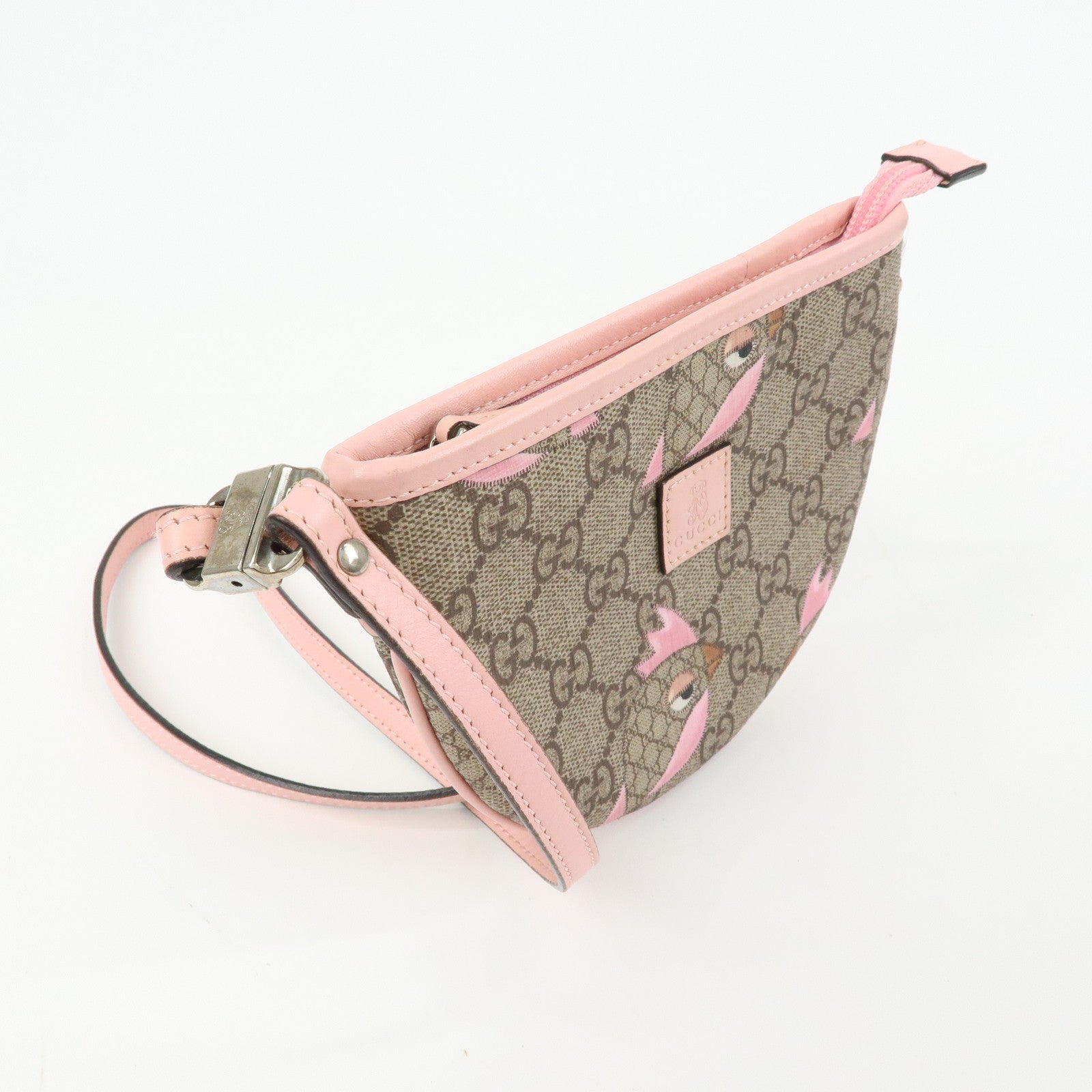 GUCCI Childrens GG Supreme Leather Shoulder Bag Beige Pink 297540